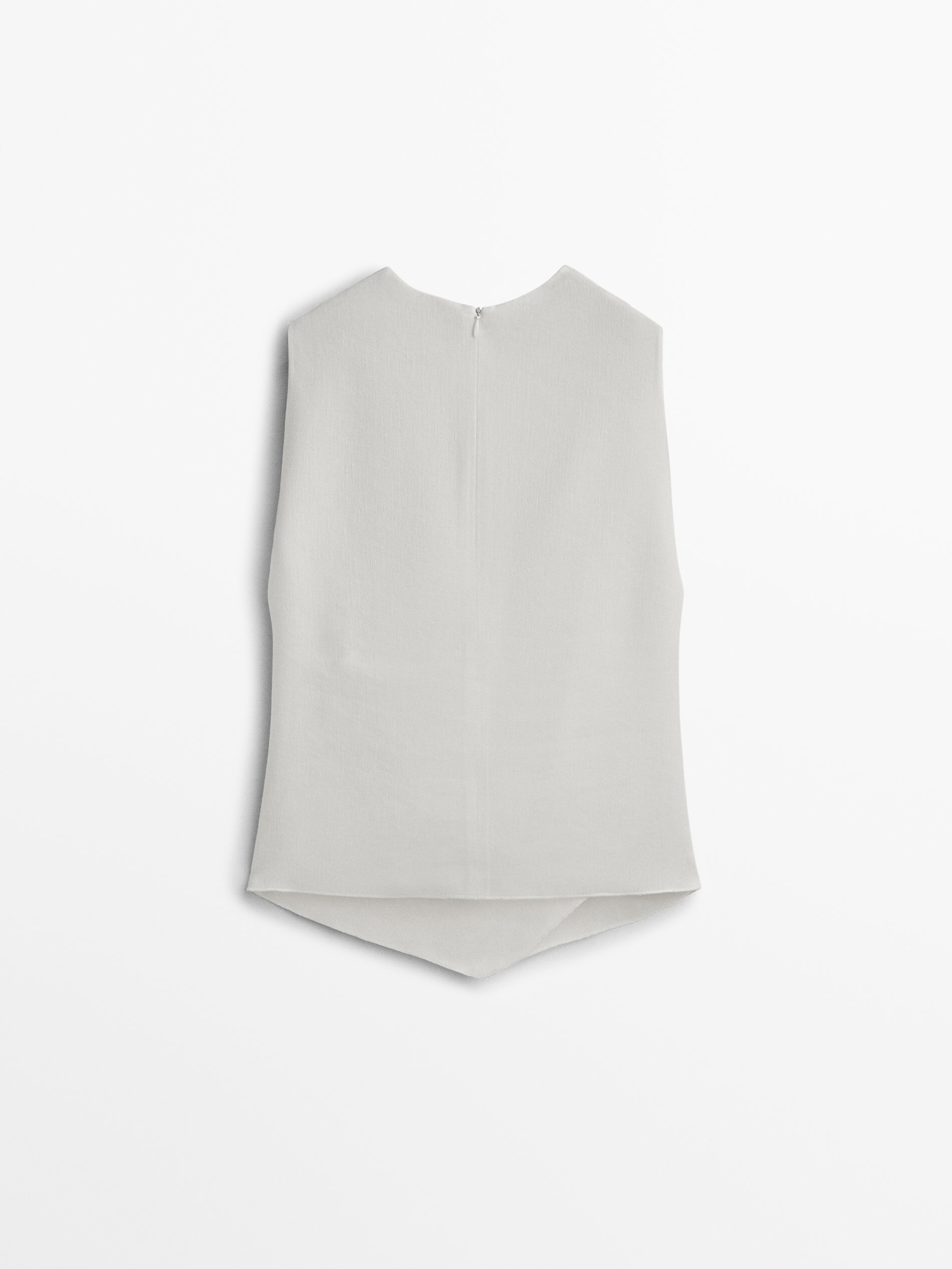 Top cruzado con lino - BLANCO