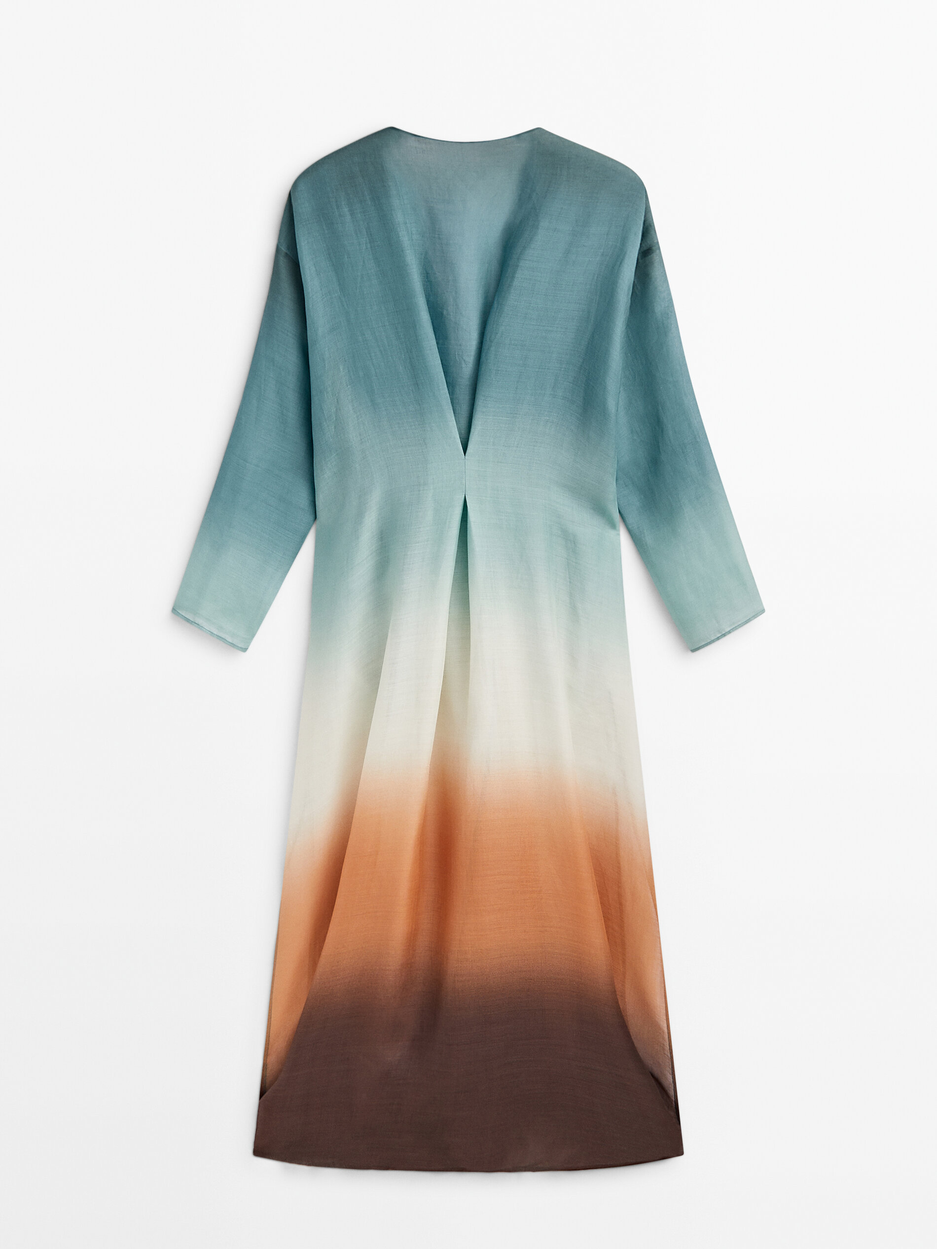 Vestido túnica pliegues degradado - TURQUESA