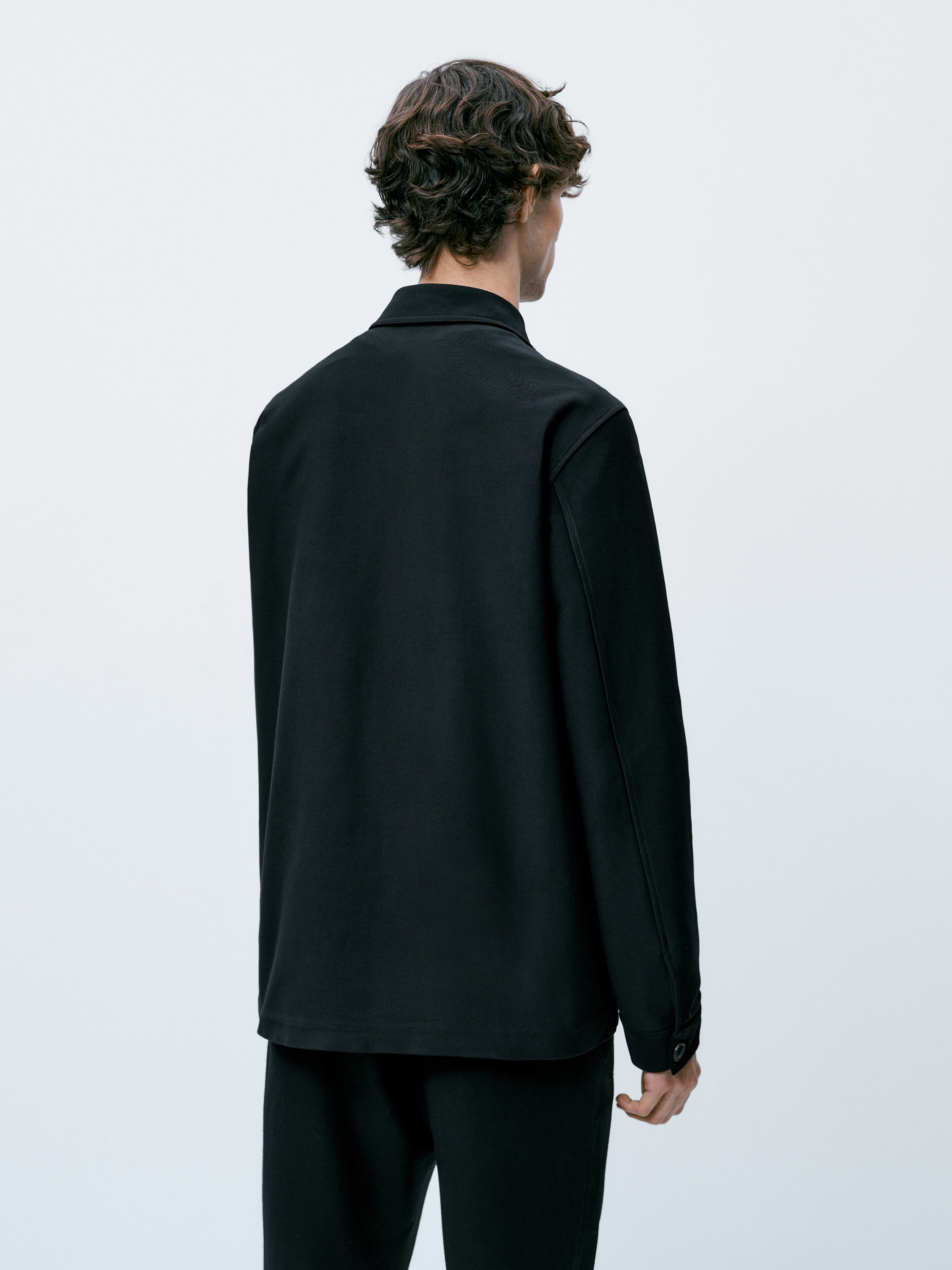 Sobrecamisa sarga algodón bolsillos - NEGRO