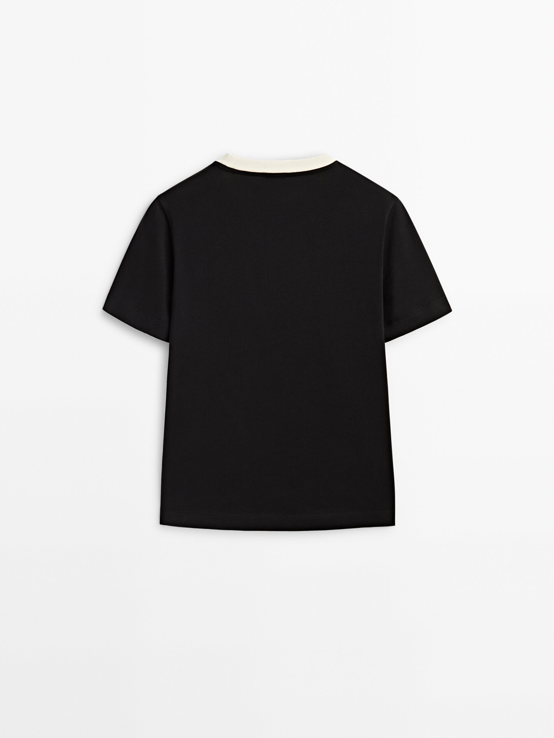 Camiseta manga corta contraste - NEGRO