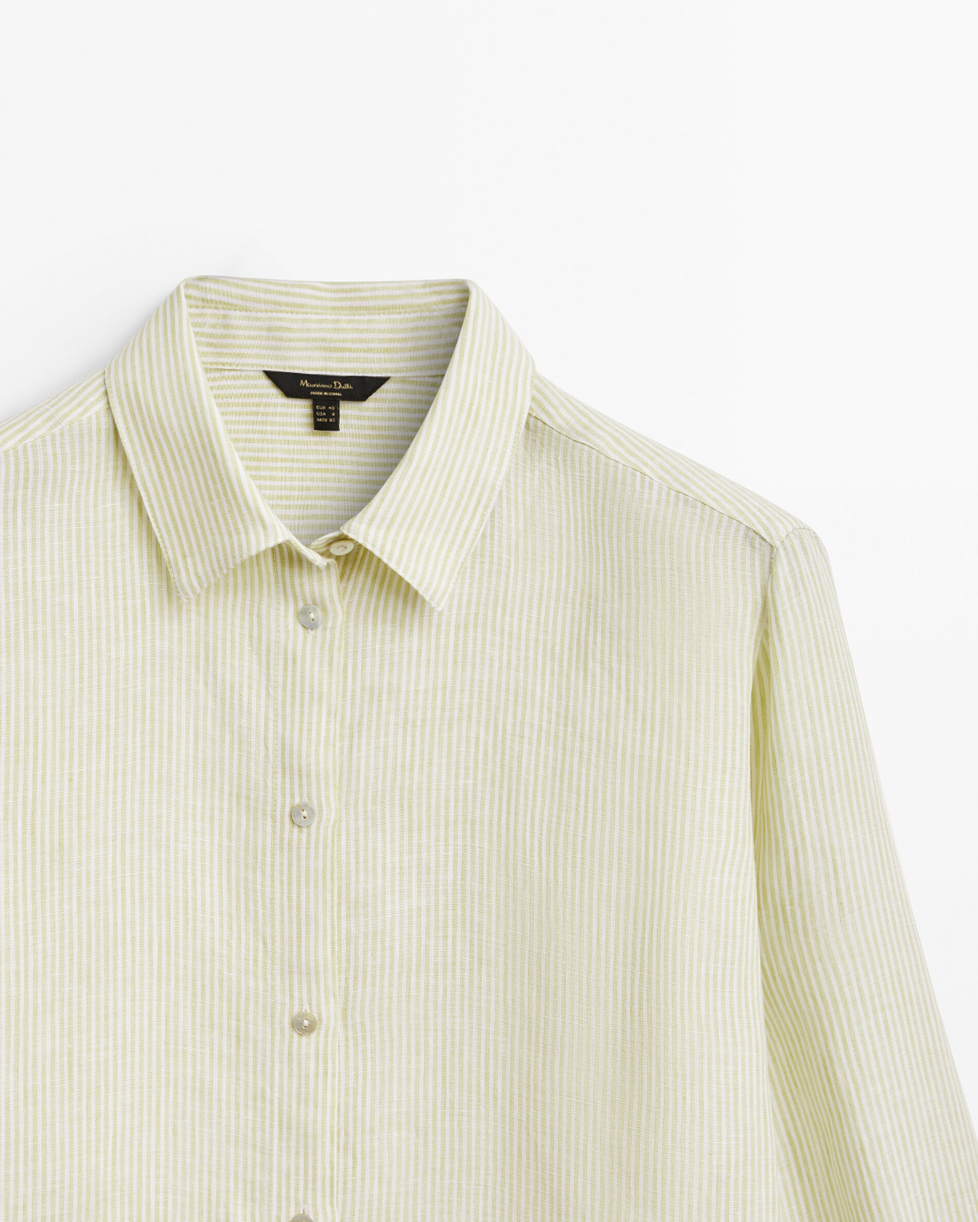 Camisa rayas 100% lino - VERDE