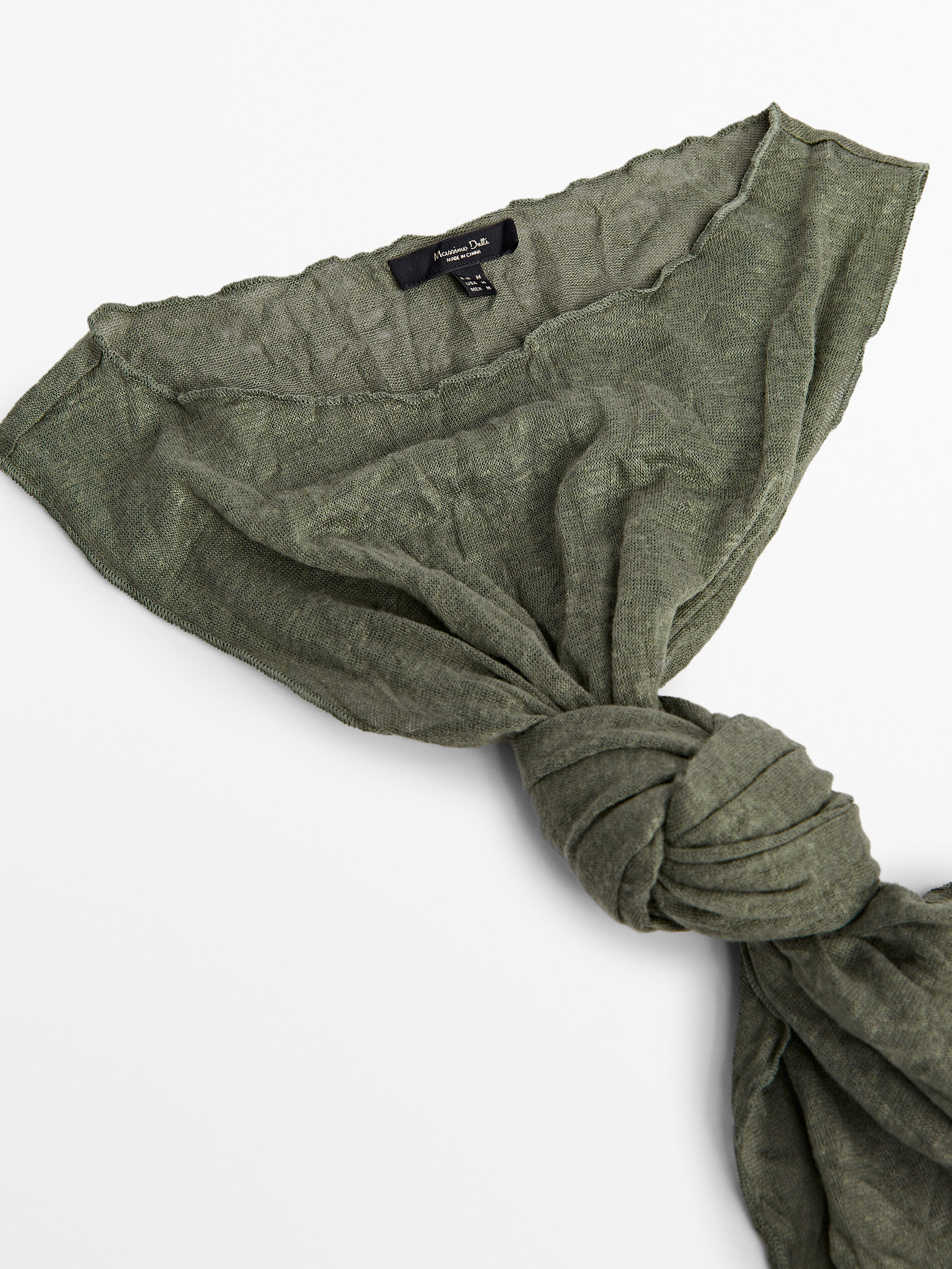 Camiseta mezcla lino efecto arrugado - KAKI CLARO