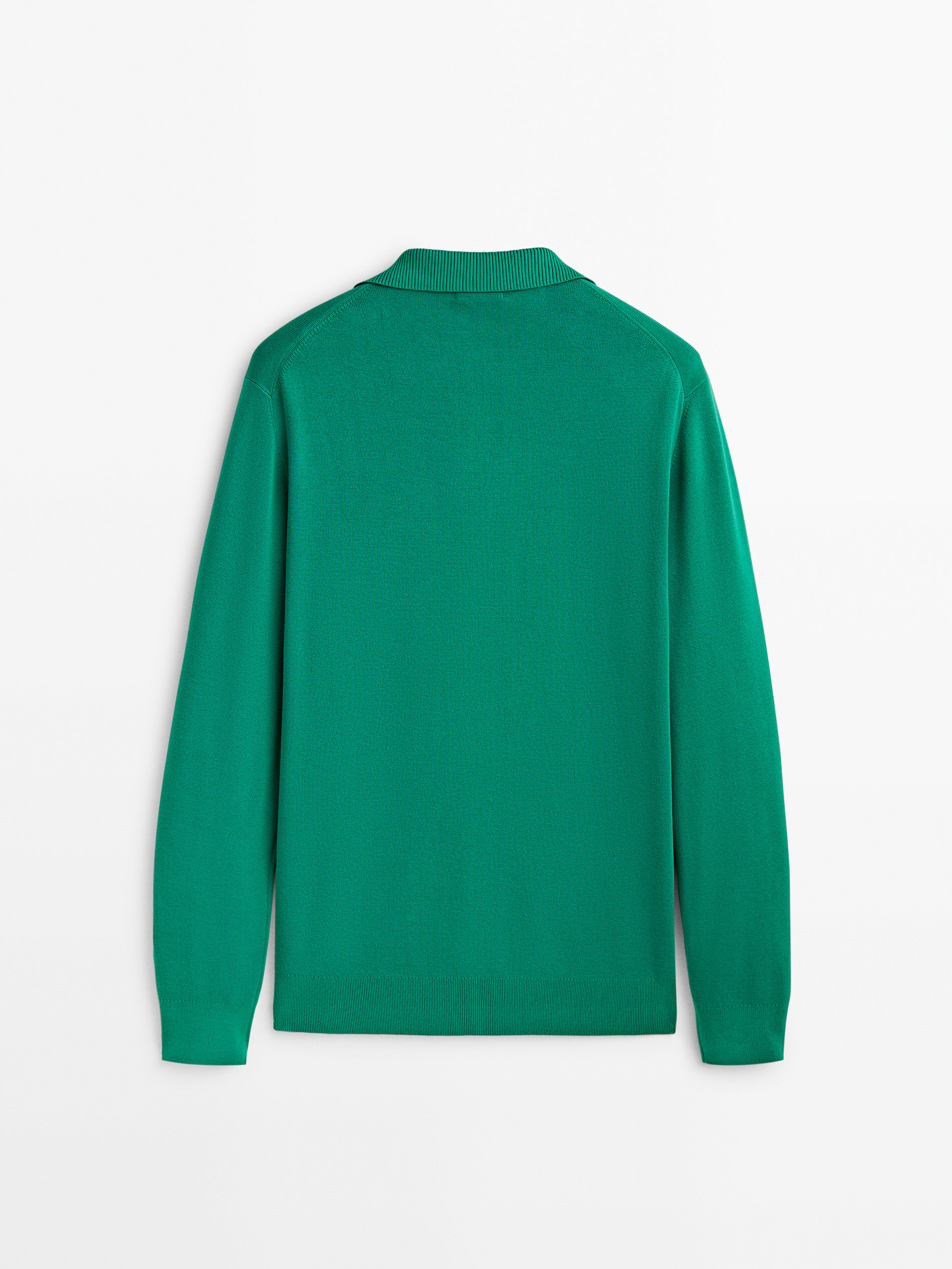 Jersey punto milano algodón cuello polo - Verde