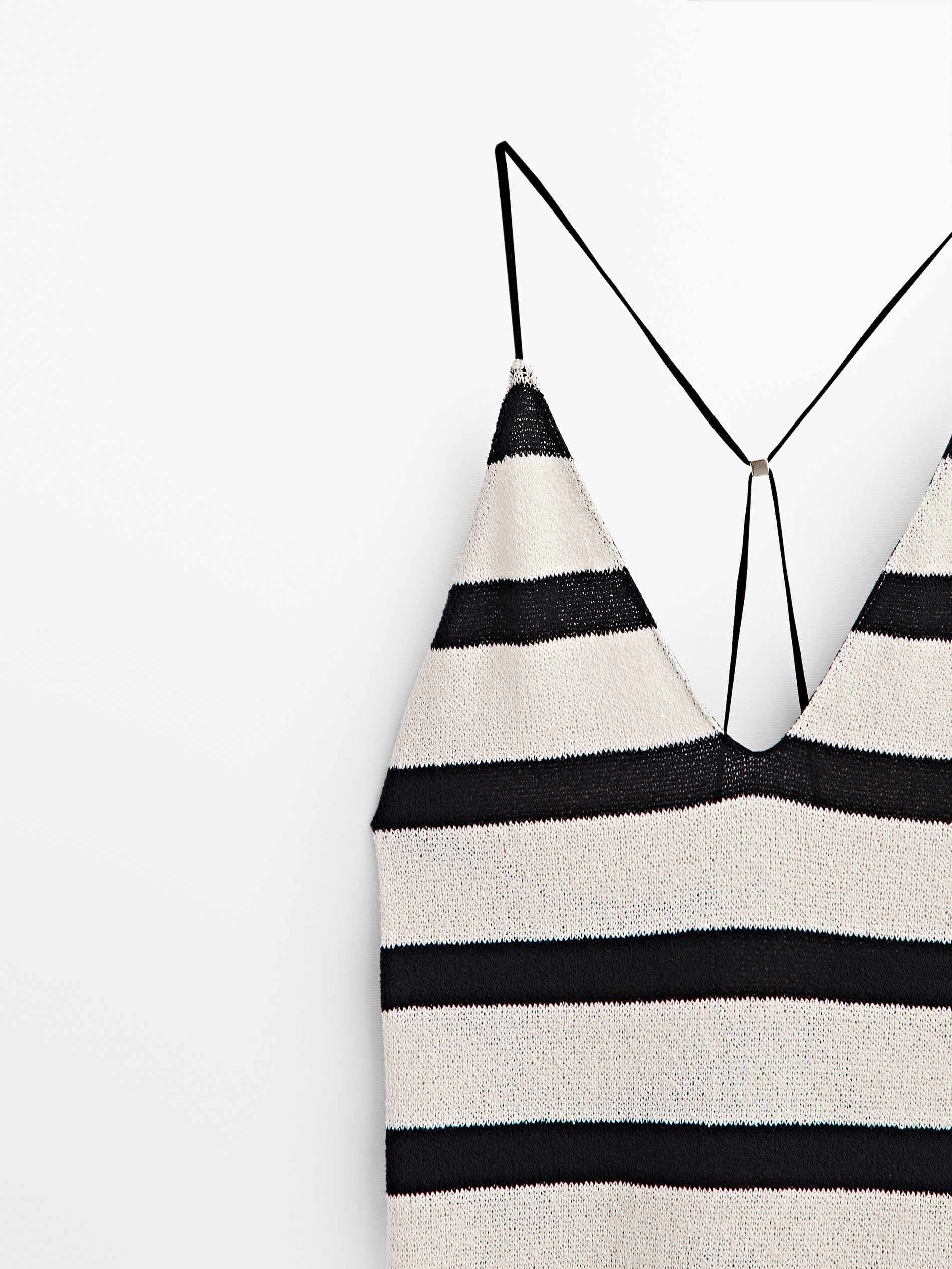 Vestido rayas mezcla algodón tirantes - CRUDO