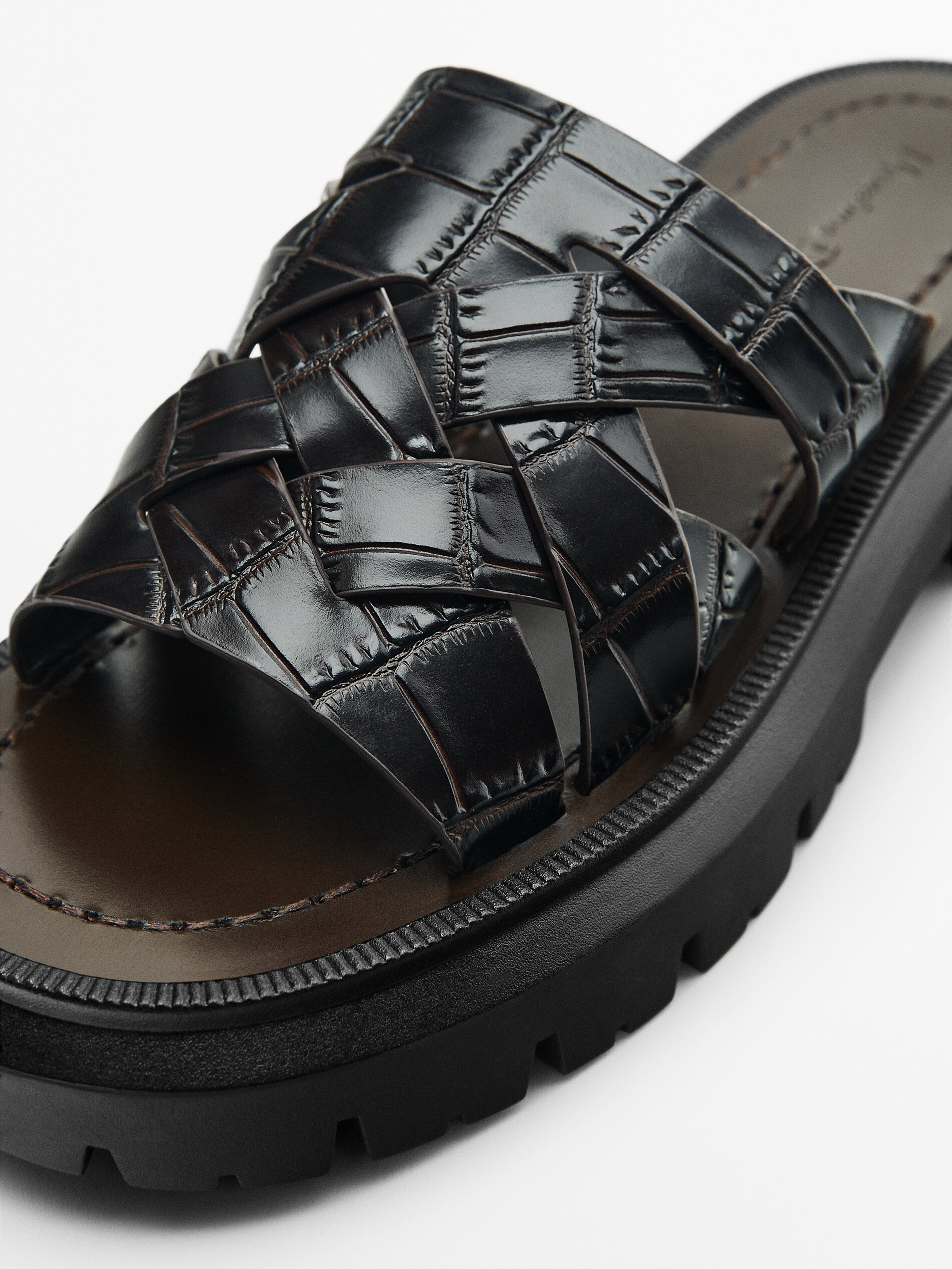 Sandalia piel pala super track - MARRÓN