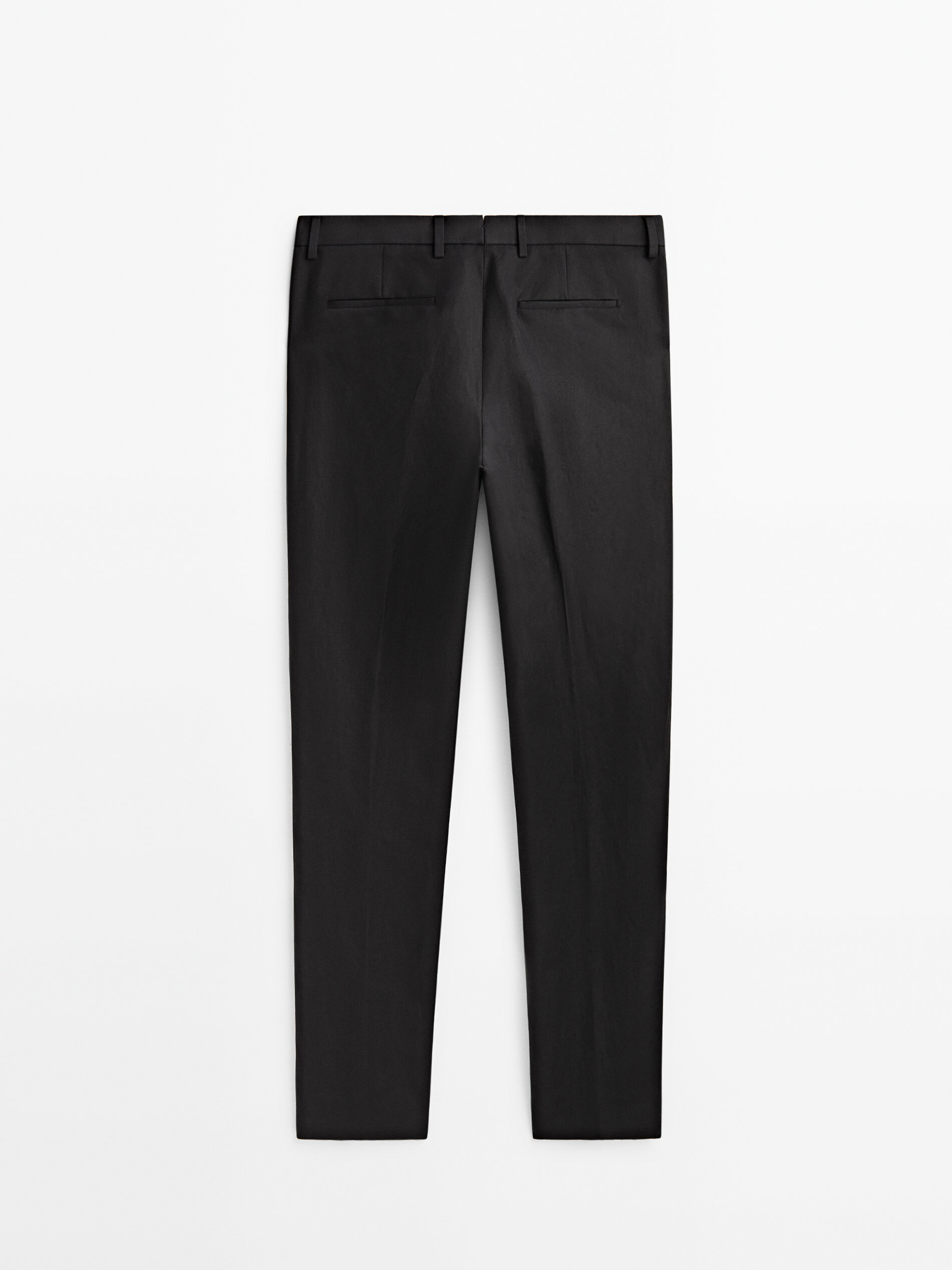 Pantalón traje con algodón y lino -Studio - CARBÓN