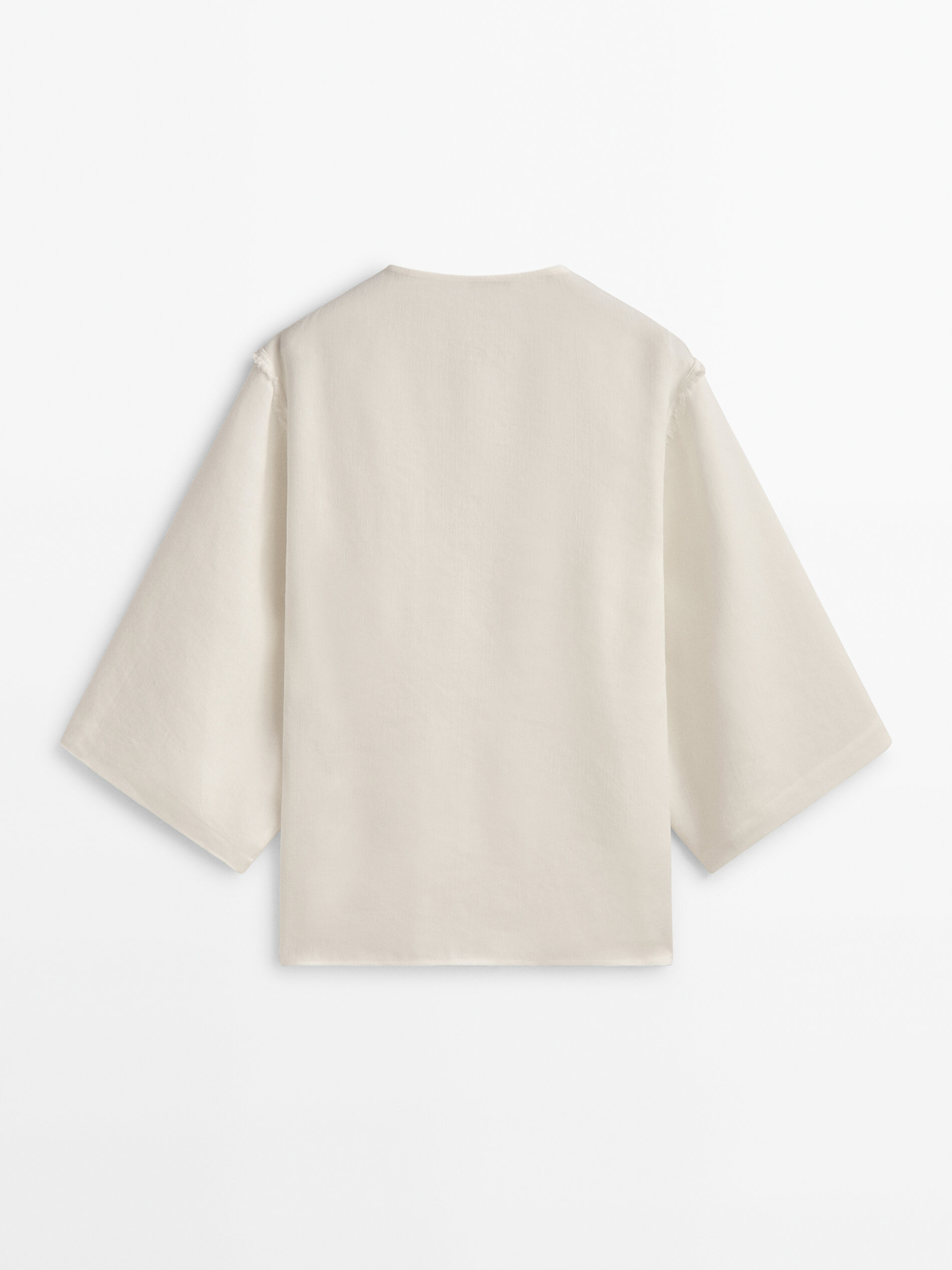 Blusa kimono detalle desflecado - CRUDO