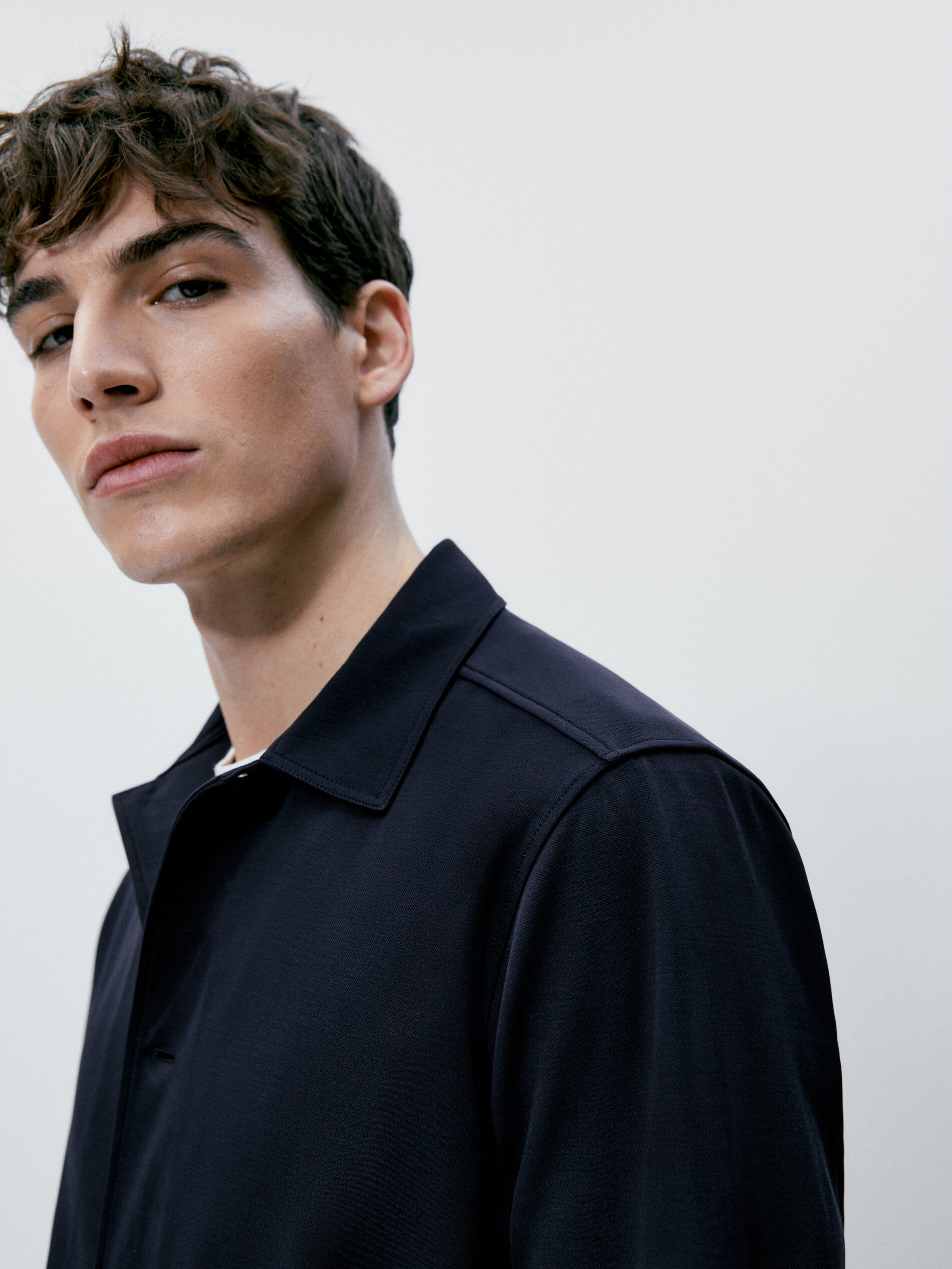 Sobrecamisa sarga mezcla algodón - AZUL MARINO