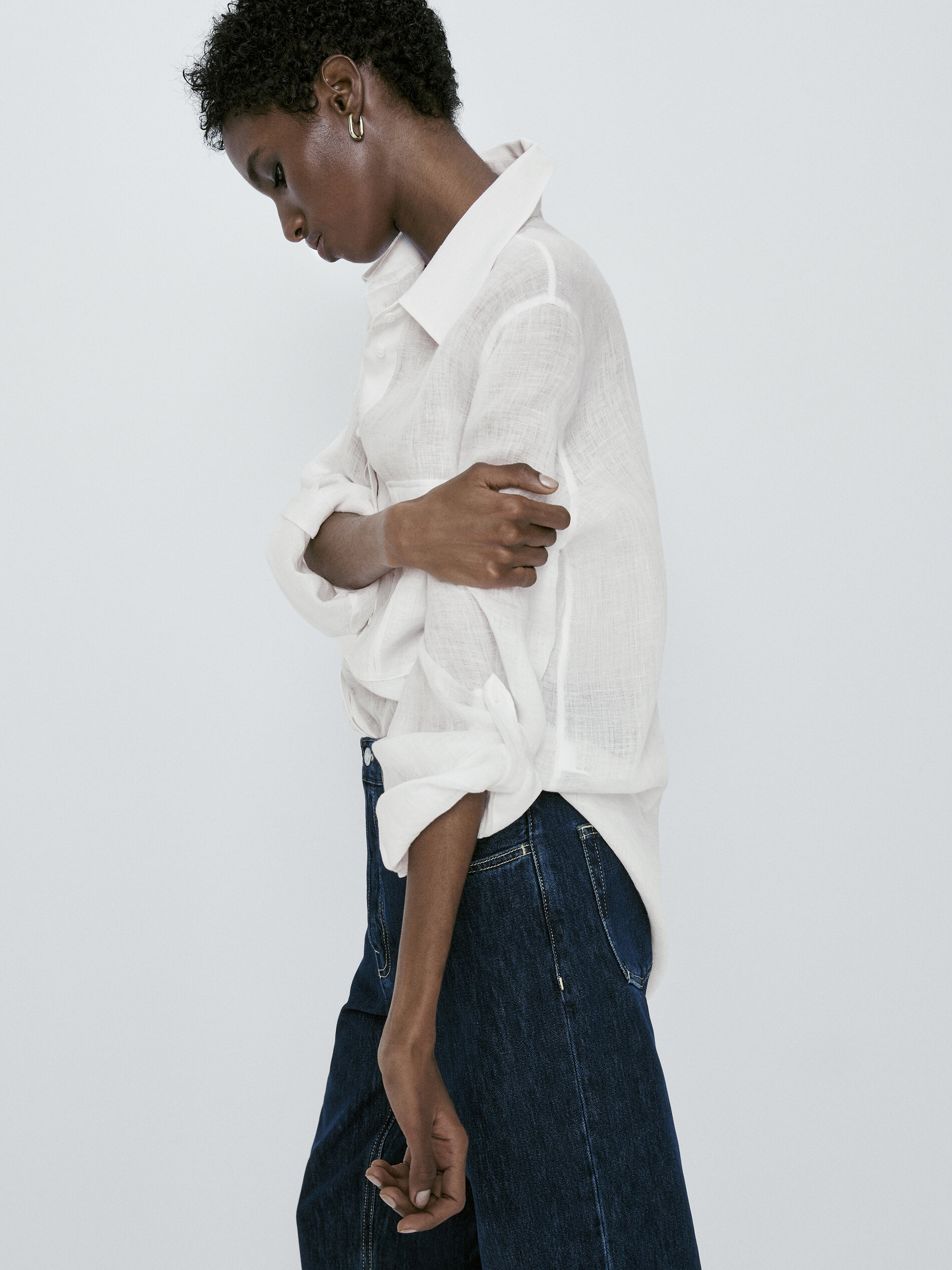 Camisa 100% lino bolsillos - BLANCO