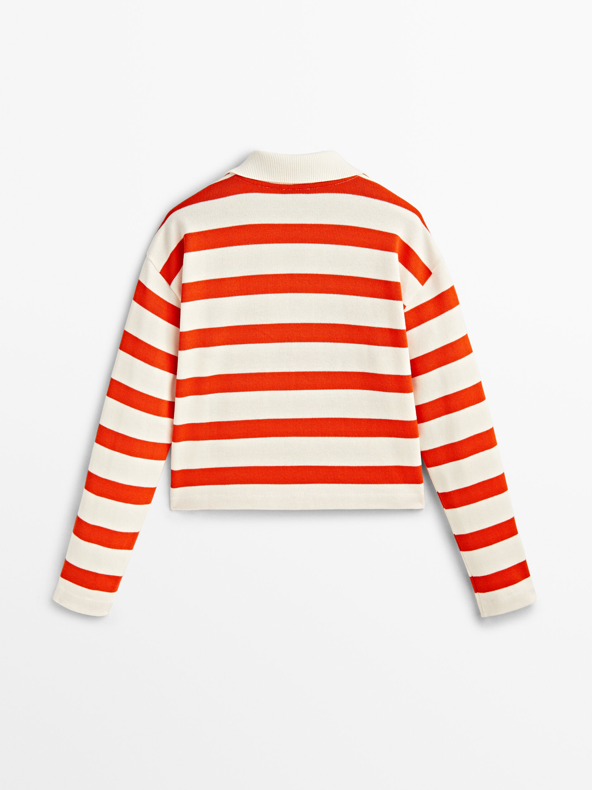 Sudadera rayas cuello polo tiras cruzadas - ROJO