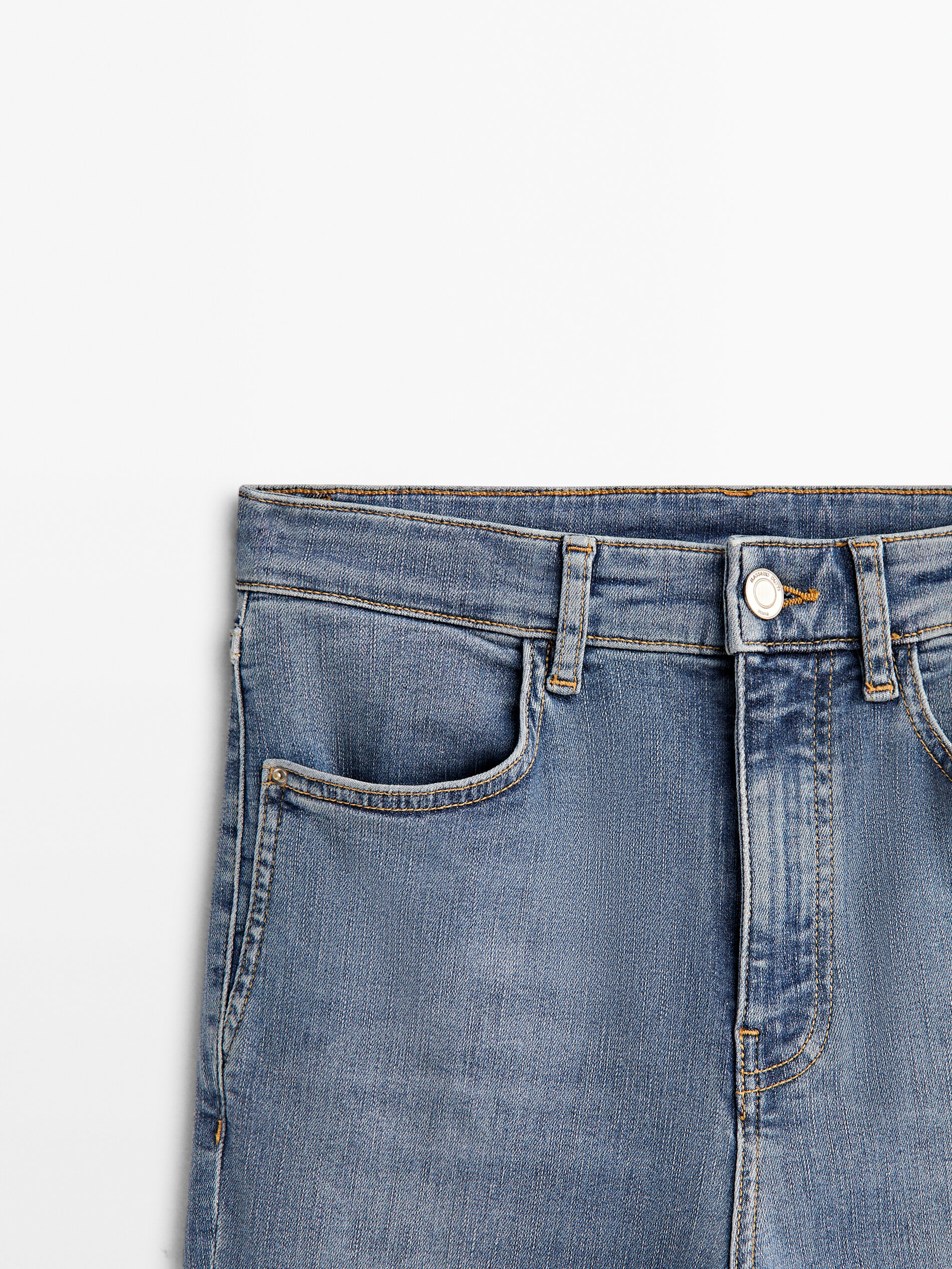 Pantalón vaquero tiro alto skinny flare - Azul Claro