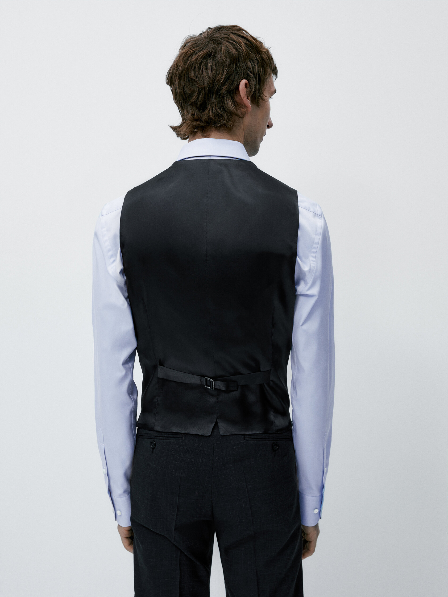 Chaleco traje estructura mezcla lana - AZUL MARINO