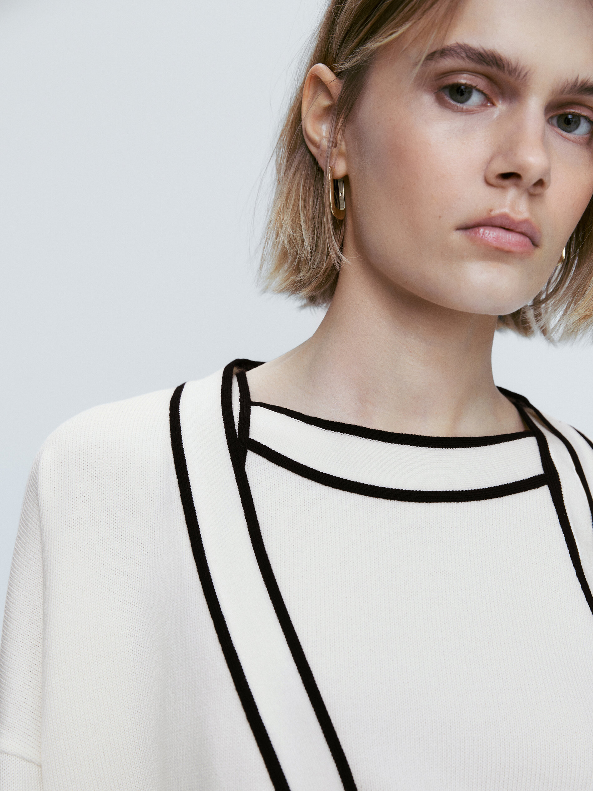 Cárdigan algodón contraste - CRUDO