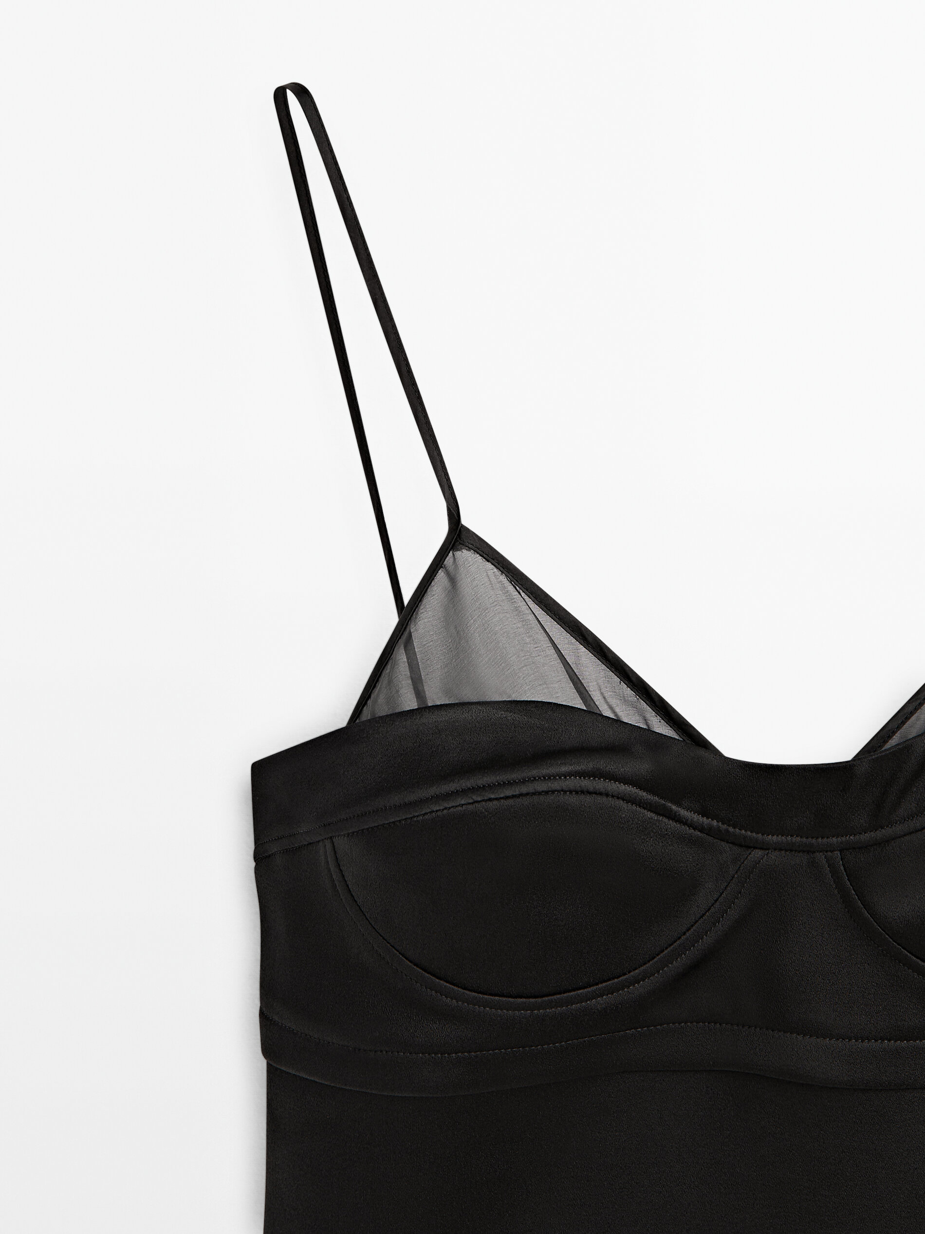 Top satinado tirantes - NEGRO