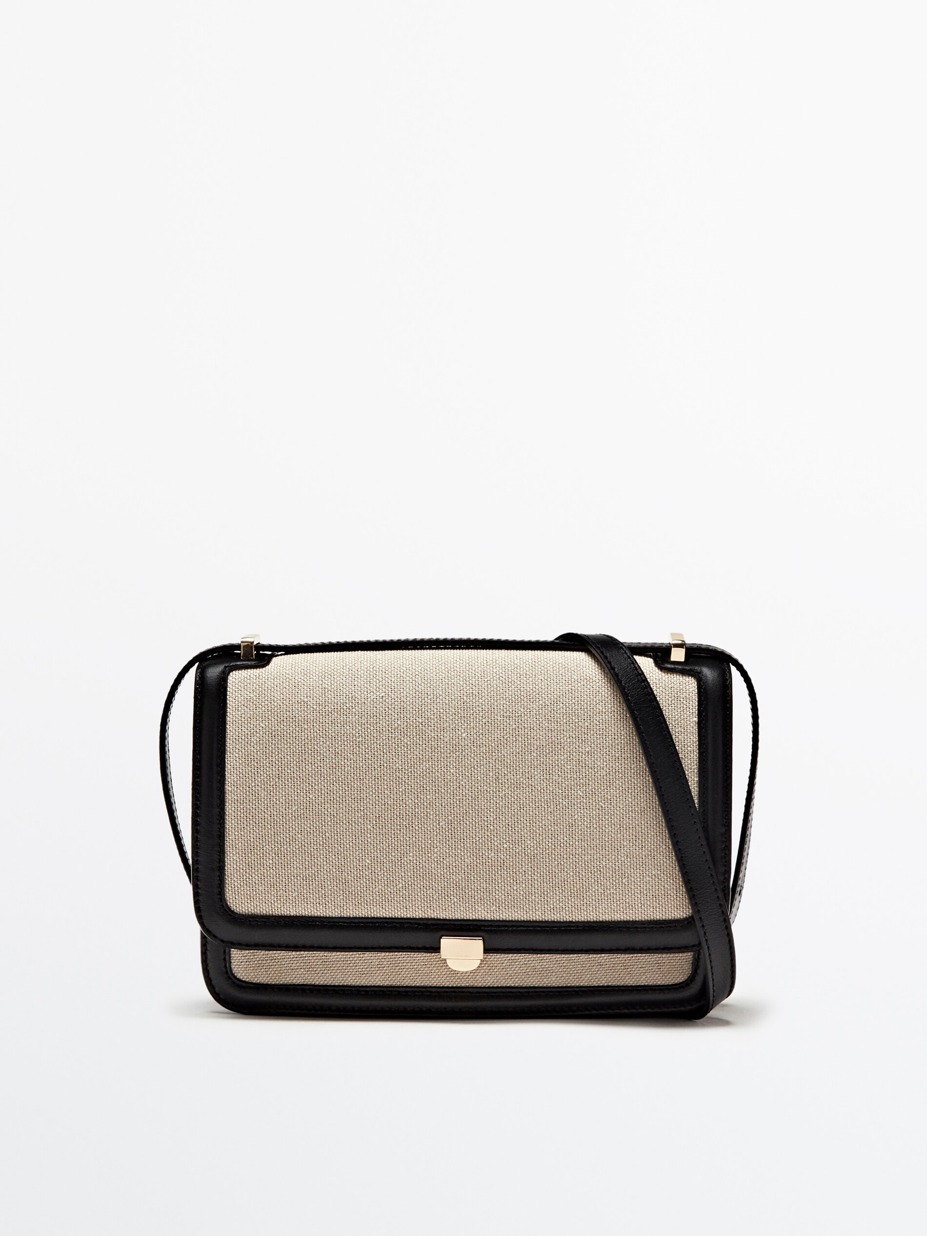 Bolso bandolera canvas combinado piel - BEIGE