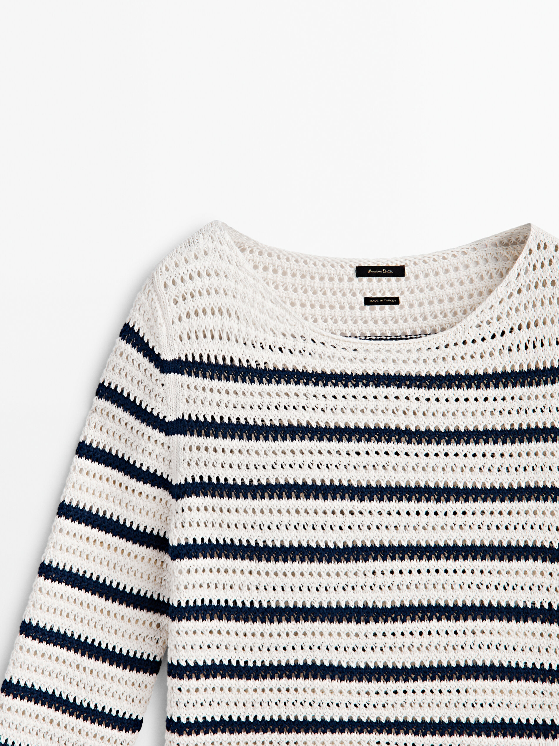 Jersey punto crochet rayas - CRUDO