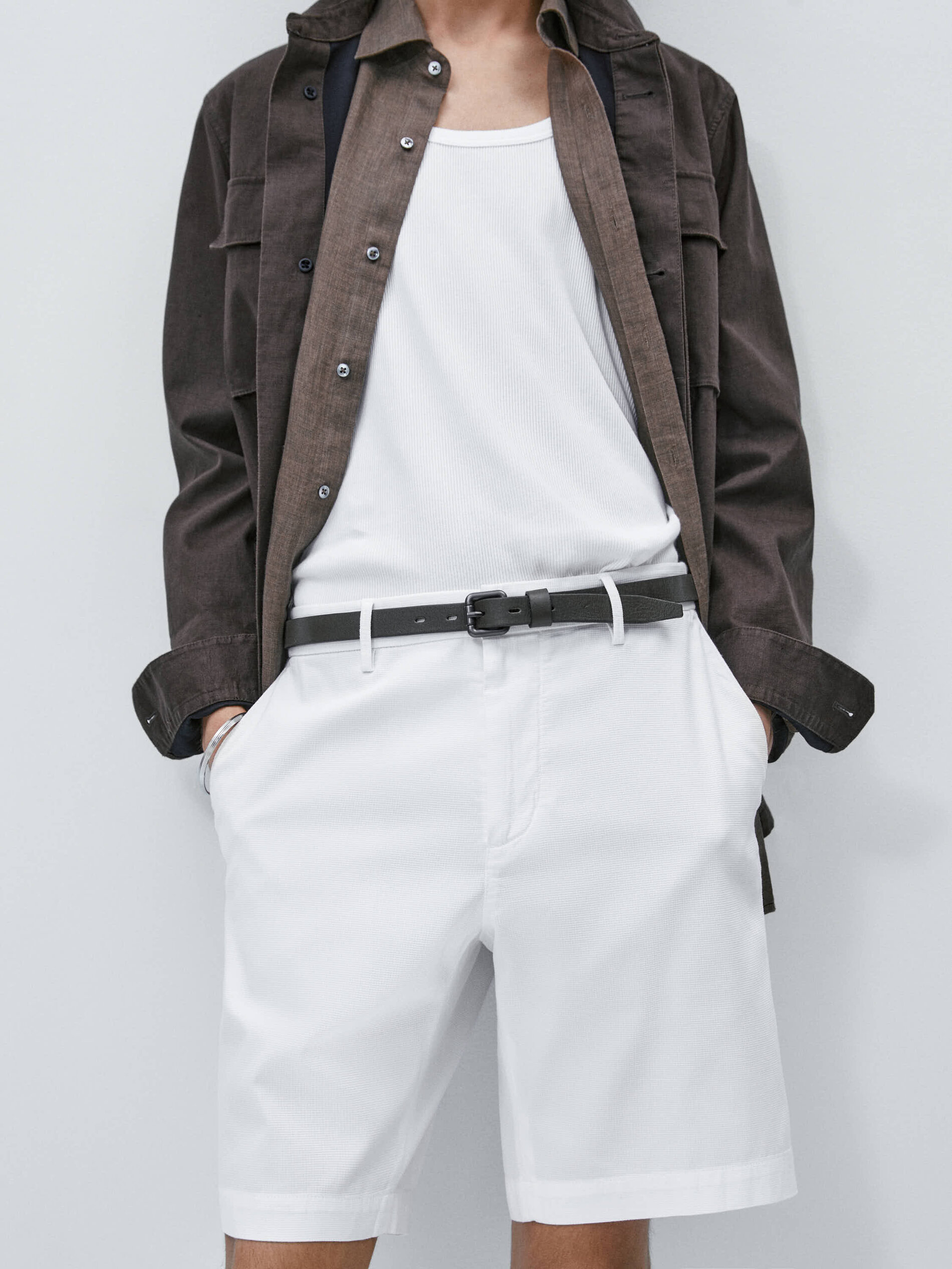 Bermuda mezcla algodón stretch - BLANCO