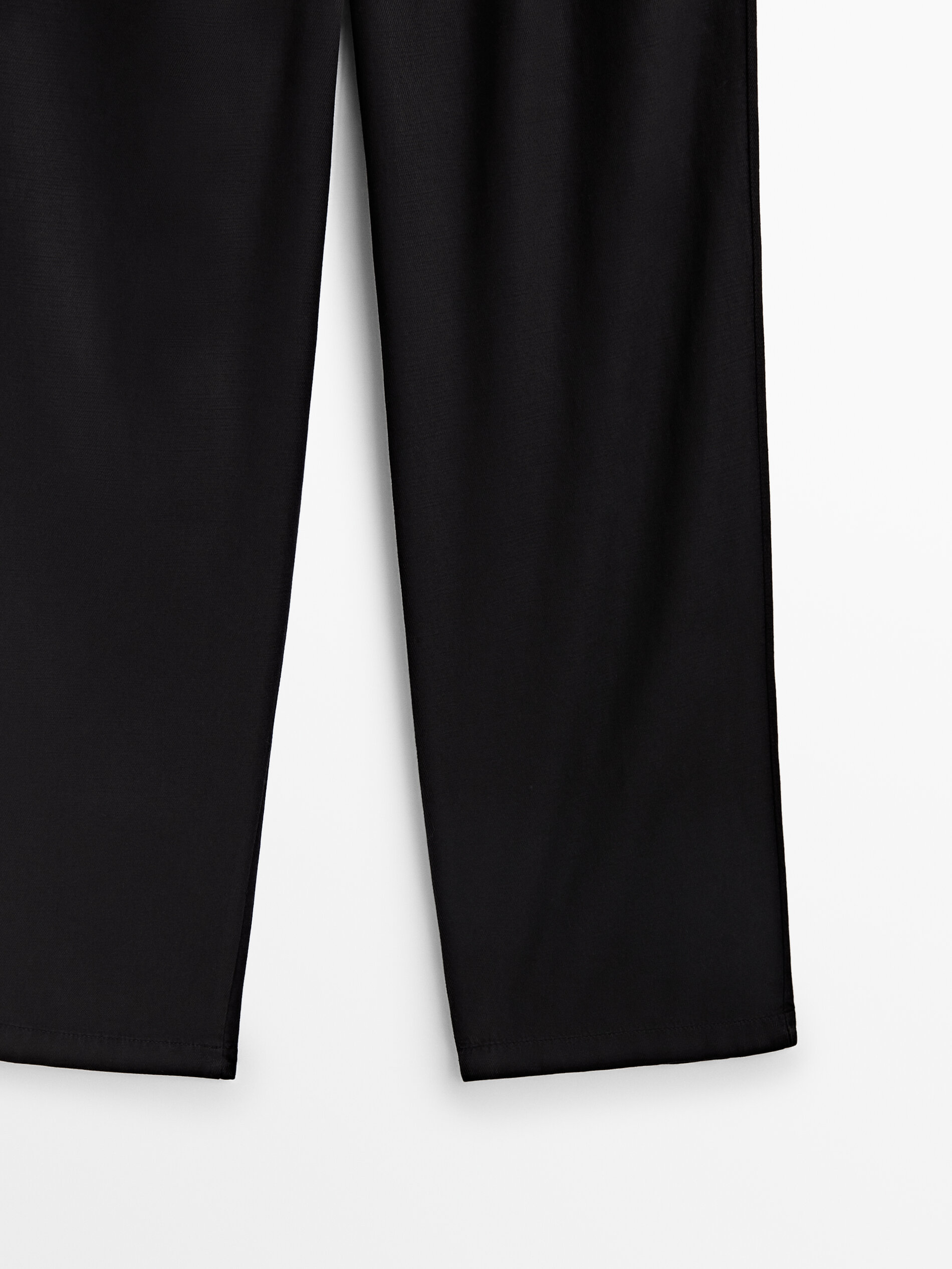 Pantalón fluido mezcla lyocell pinzas - NEGRO