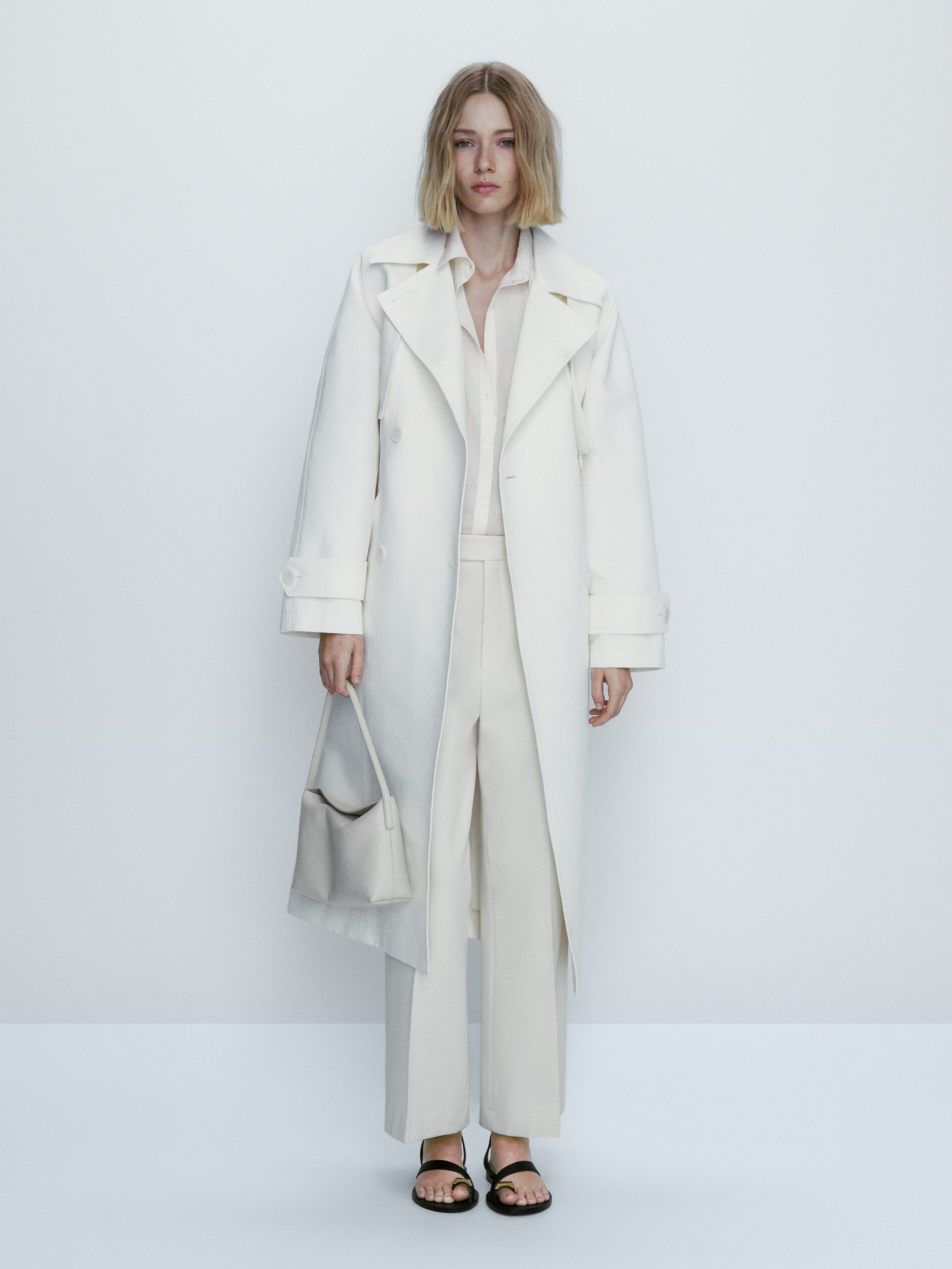 Chaqueta trench doble tejido - CRUDO