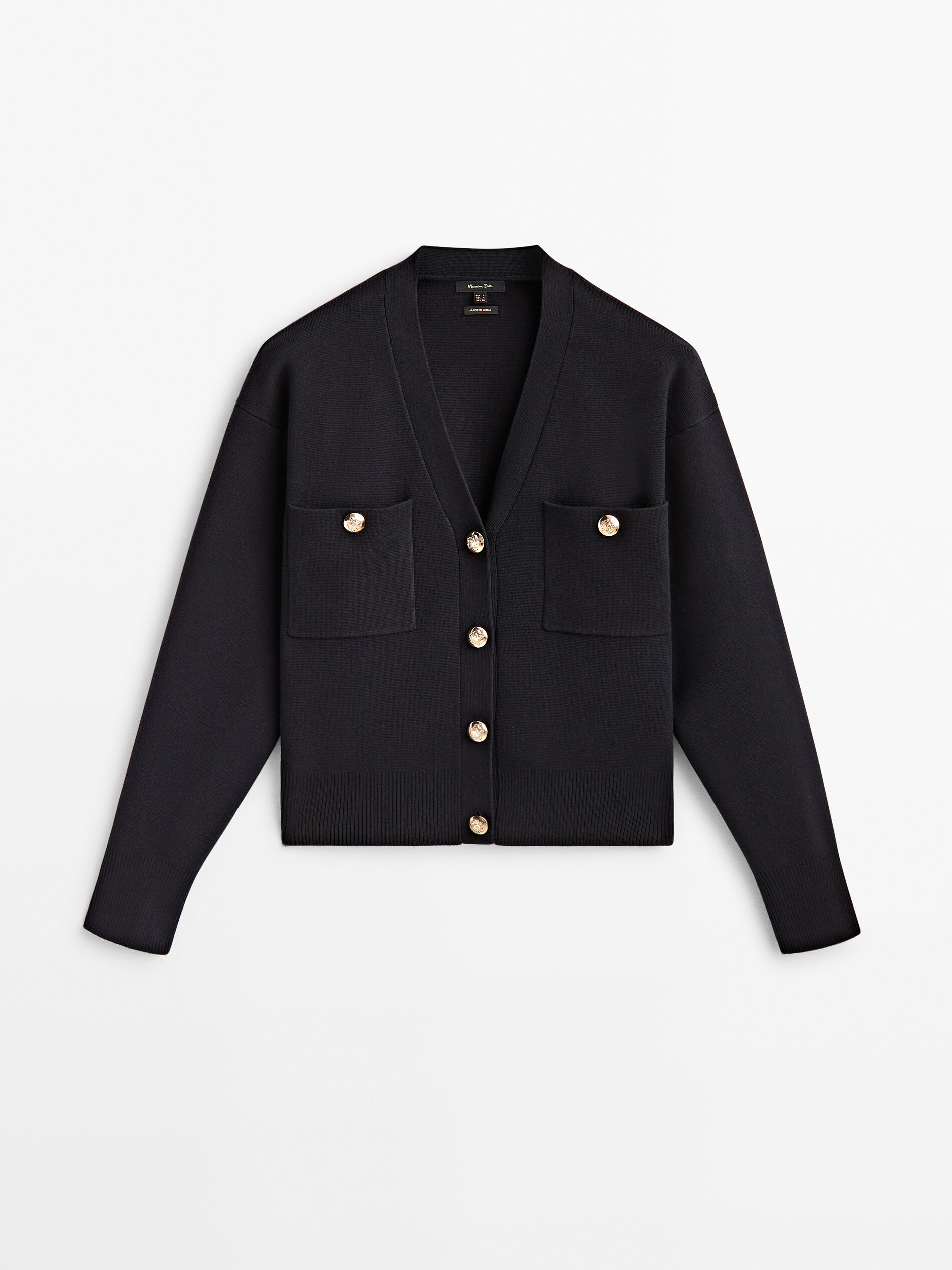 Cárdigan de punto con botones y bolsillos - MARINO OSCURO