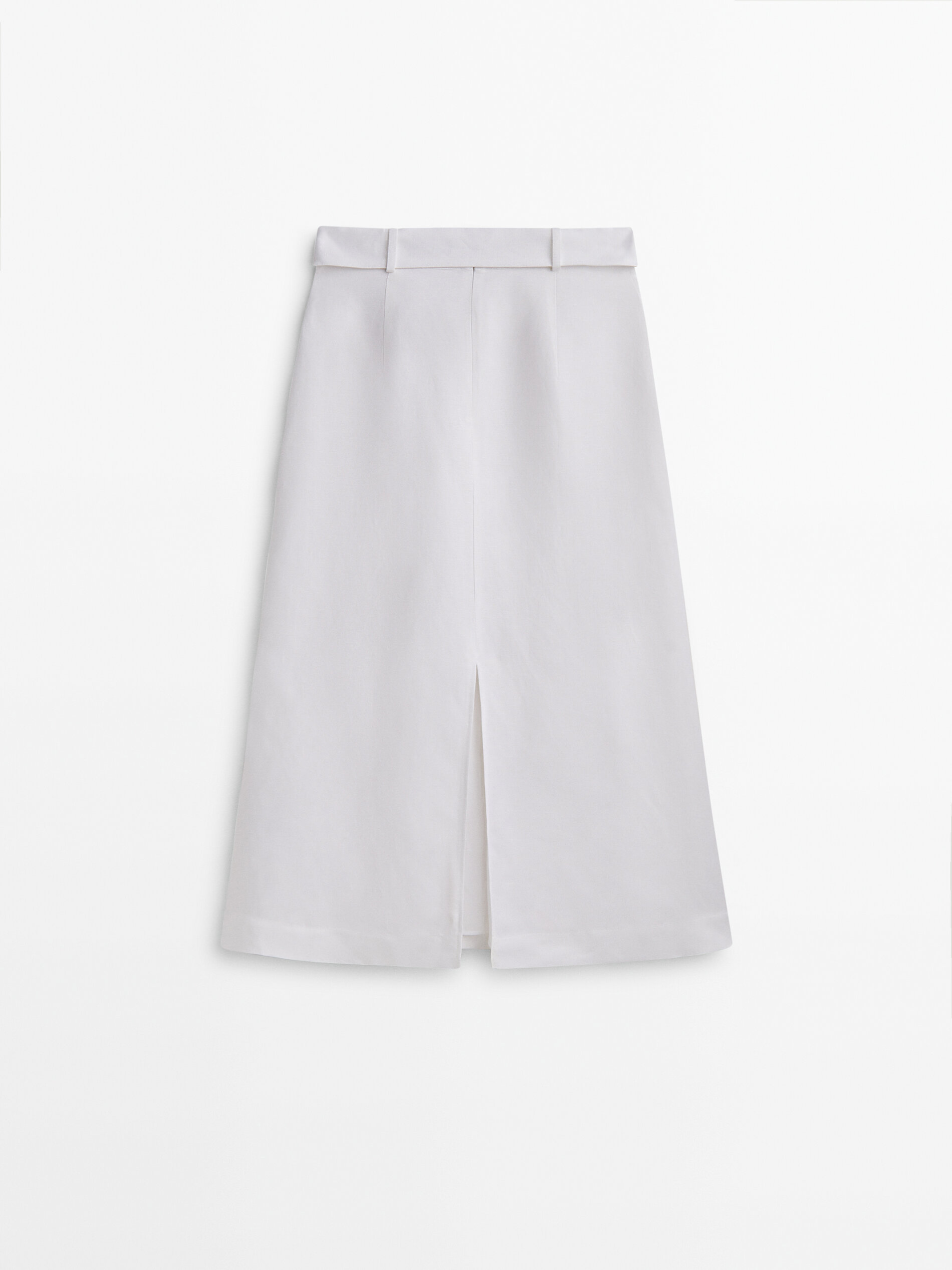 Falda midi con lino aberturas - BLANCO