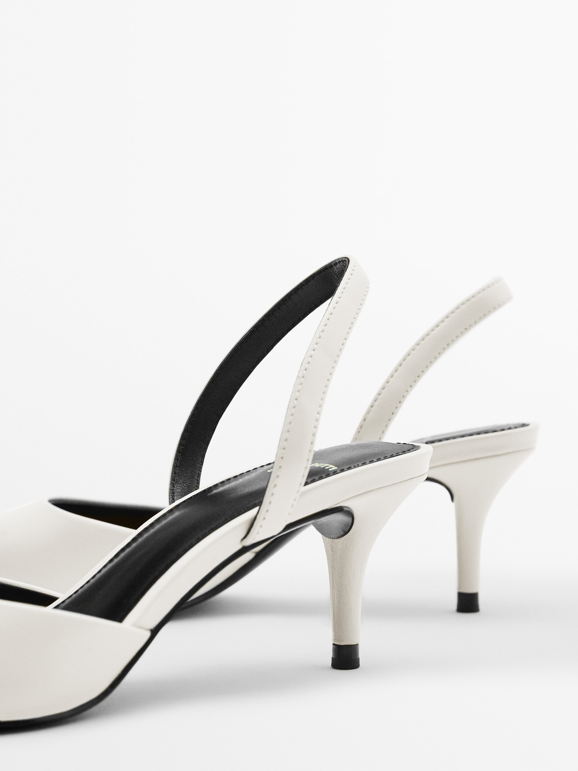 Zapato tacón piel punta metálica - Studio - CRUDO