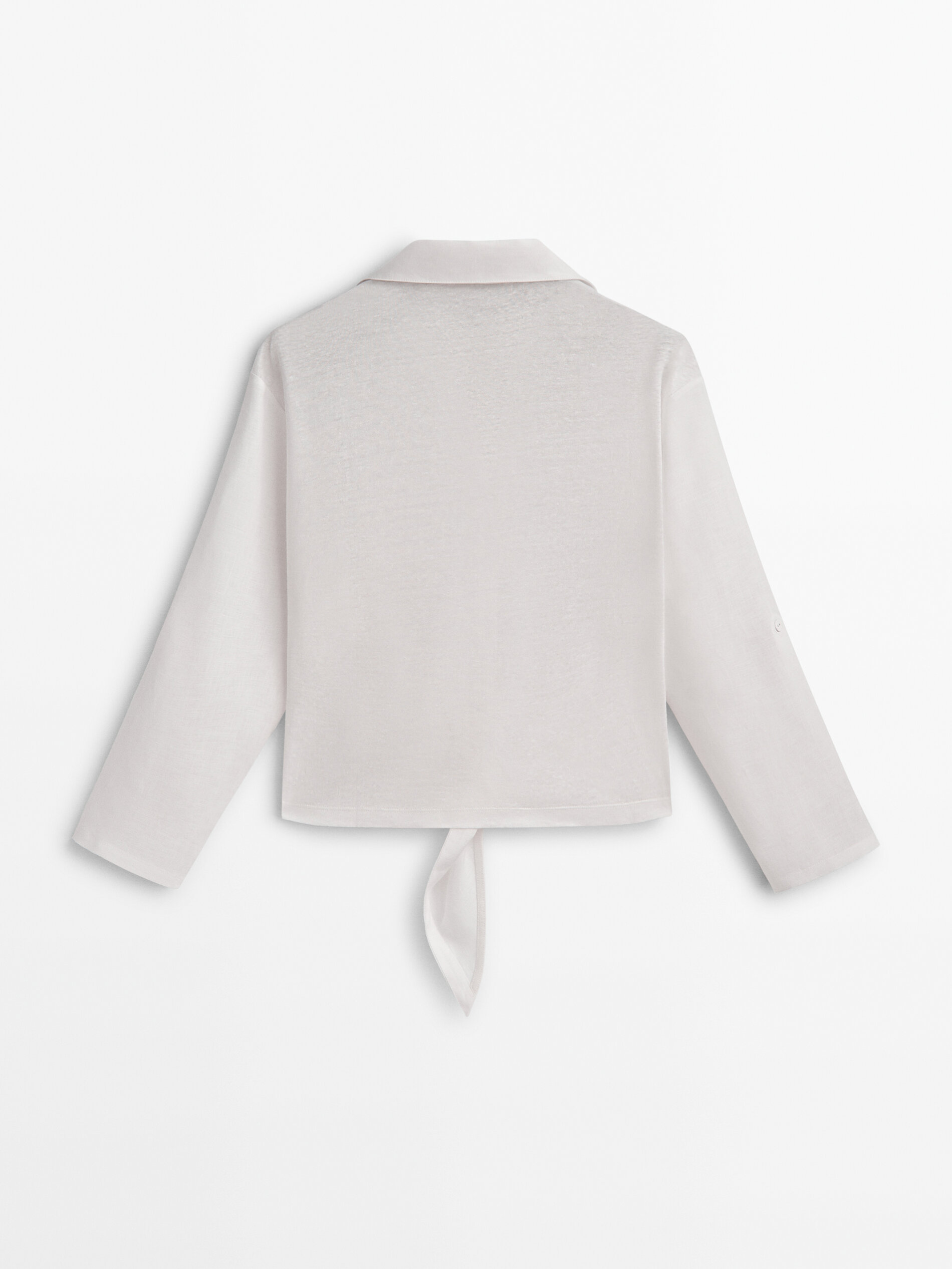 Camiseta 100% lino nudo frontal - CRUDO