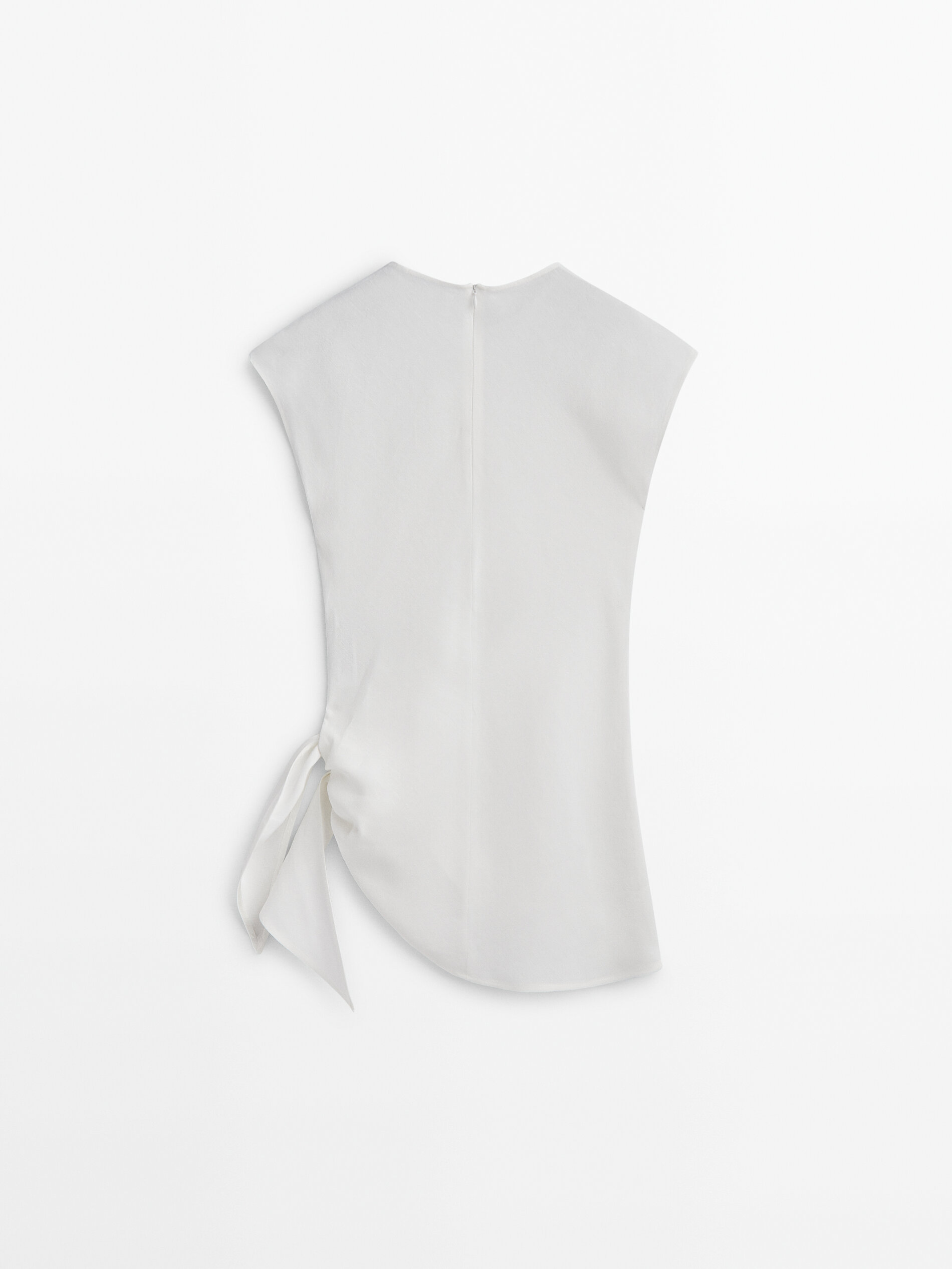 Camisa con lino detalle nudo - BLANCO