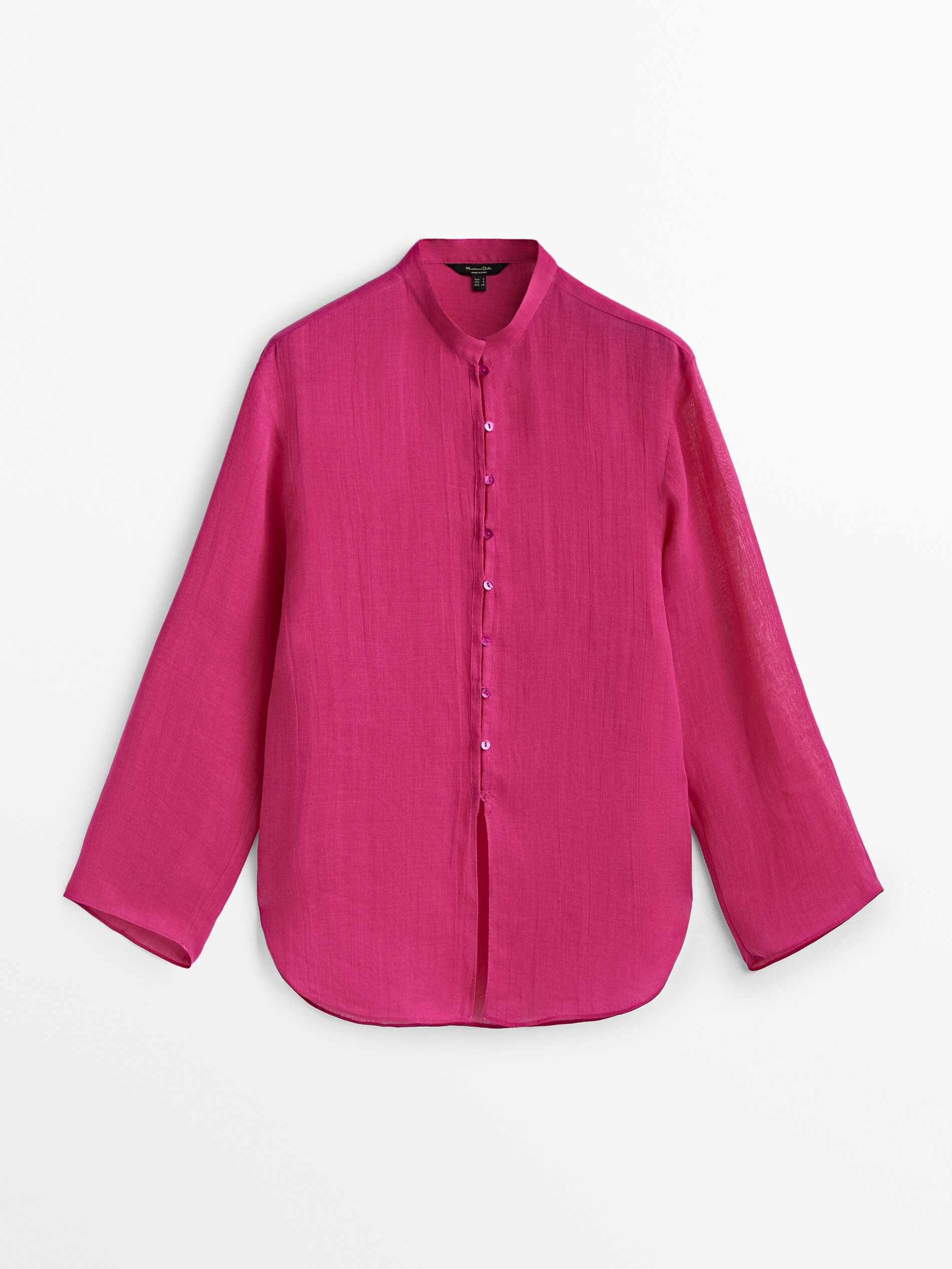 Camisa 100% ramio cuello mao - FUCSIA