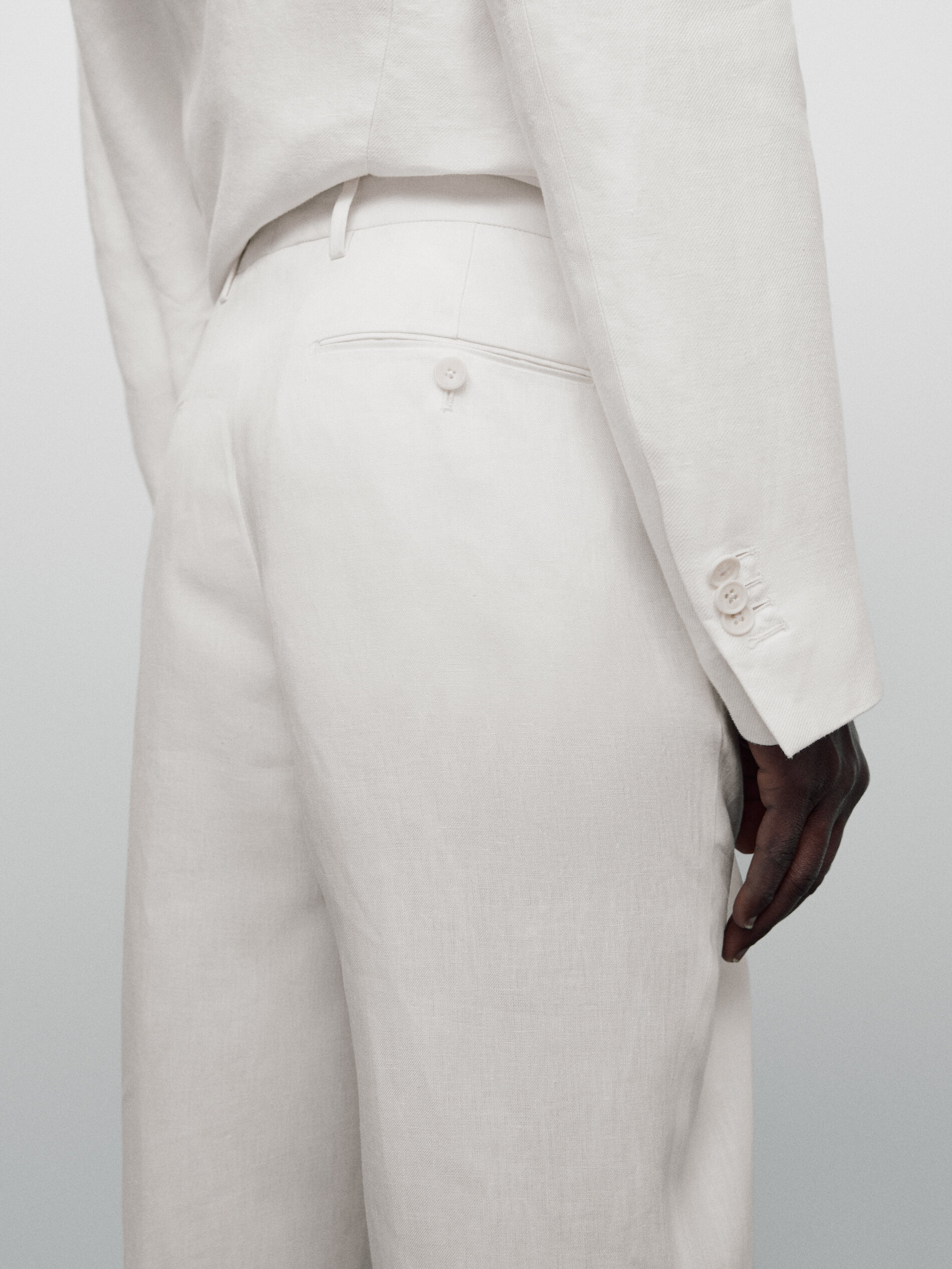 Pantalón lino pinzas relaxed fit Limited edition - BLANCO