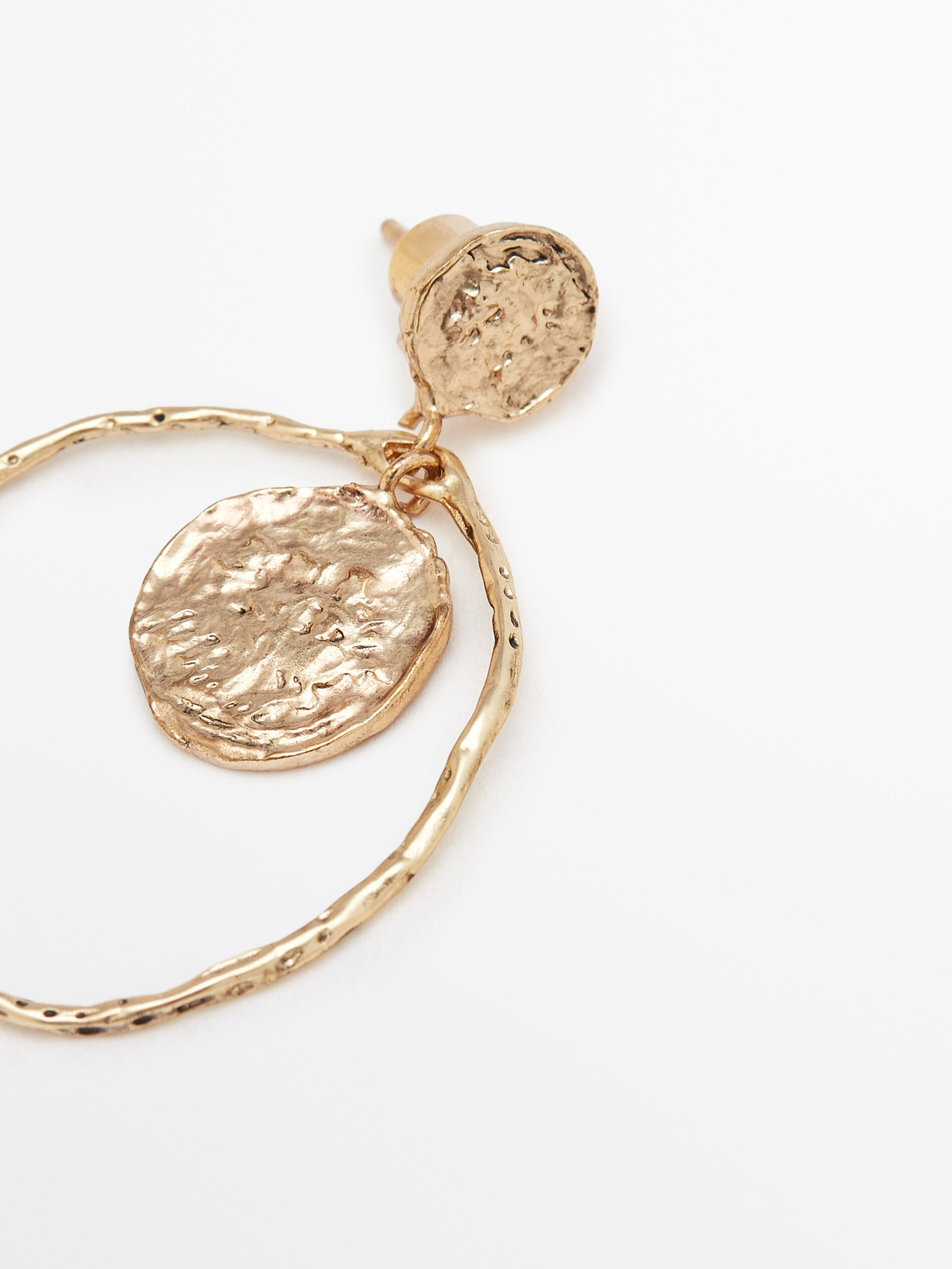 Pendientes moneda colgante baño oro - DORADO