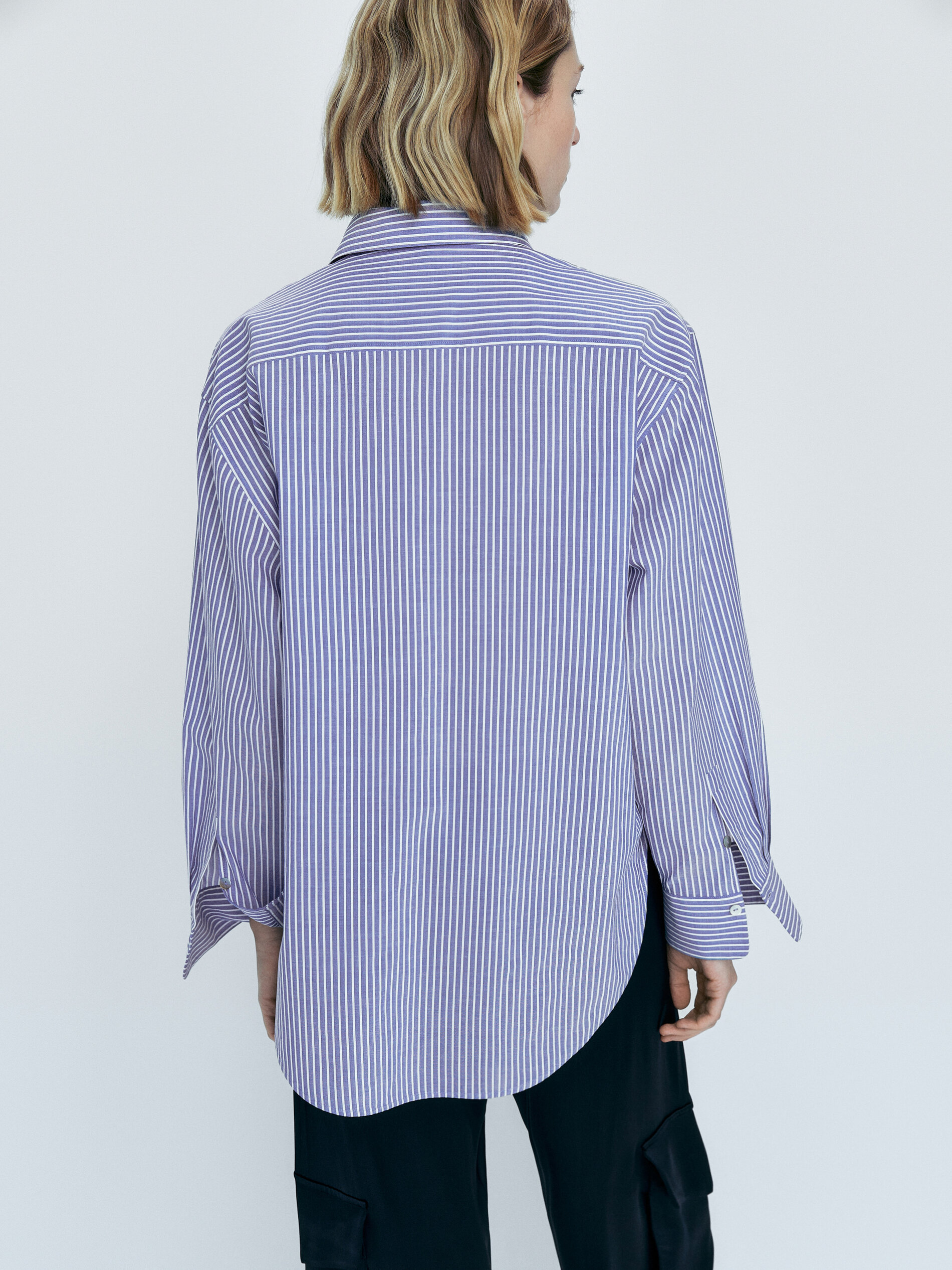 Camisa rayas algodón - AZUL