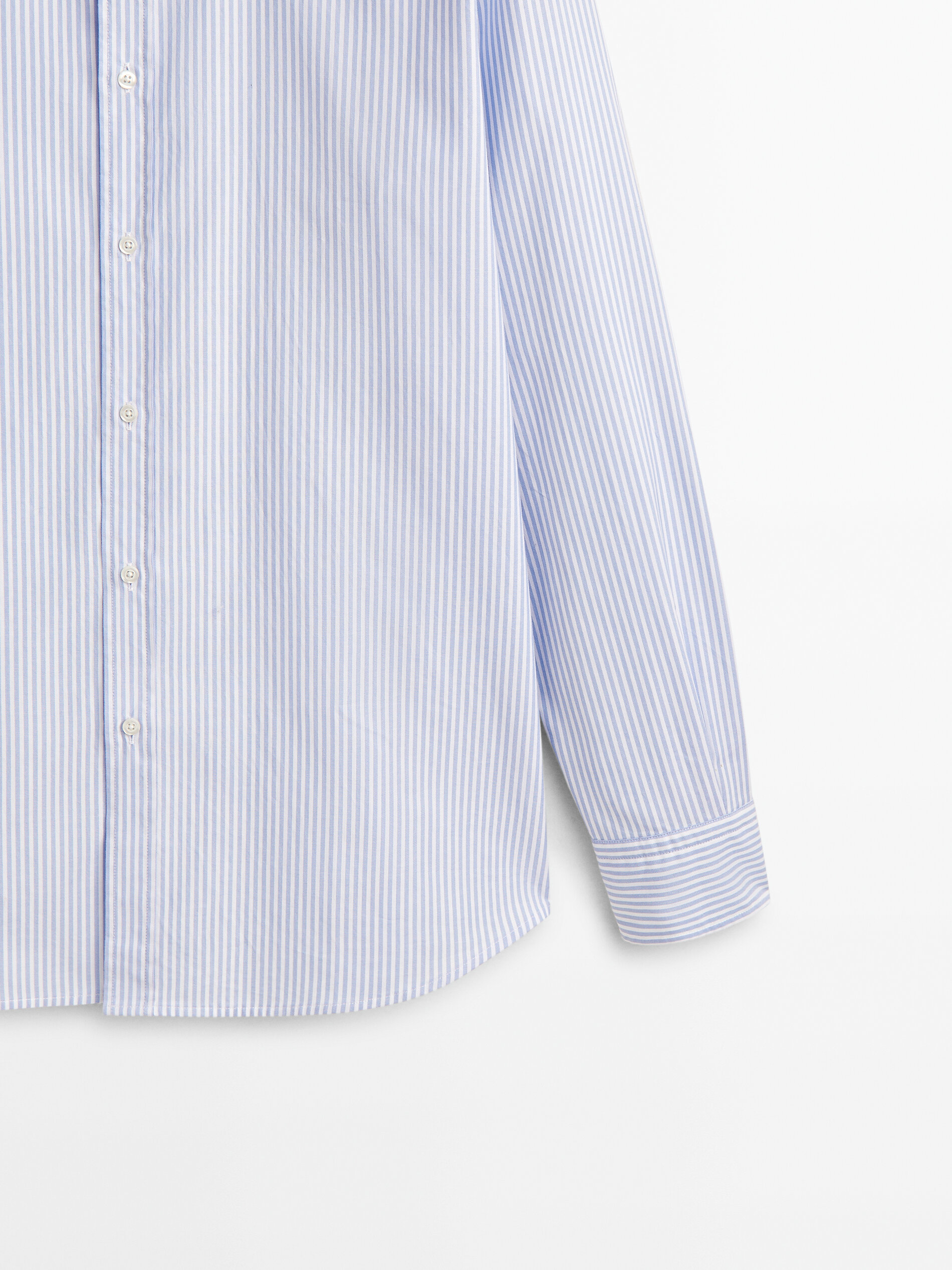 Camisa oxford rayas algodón slim fit - CELESTE