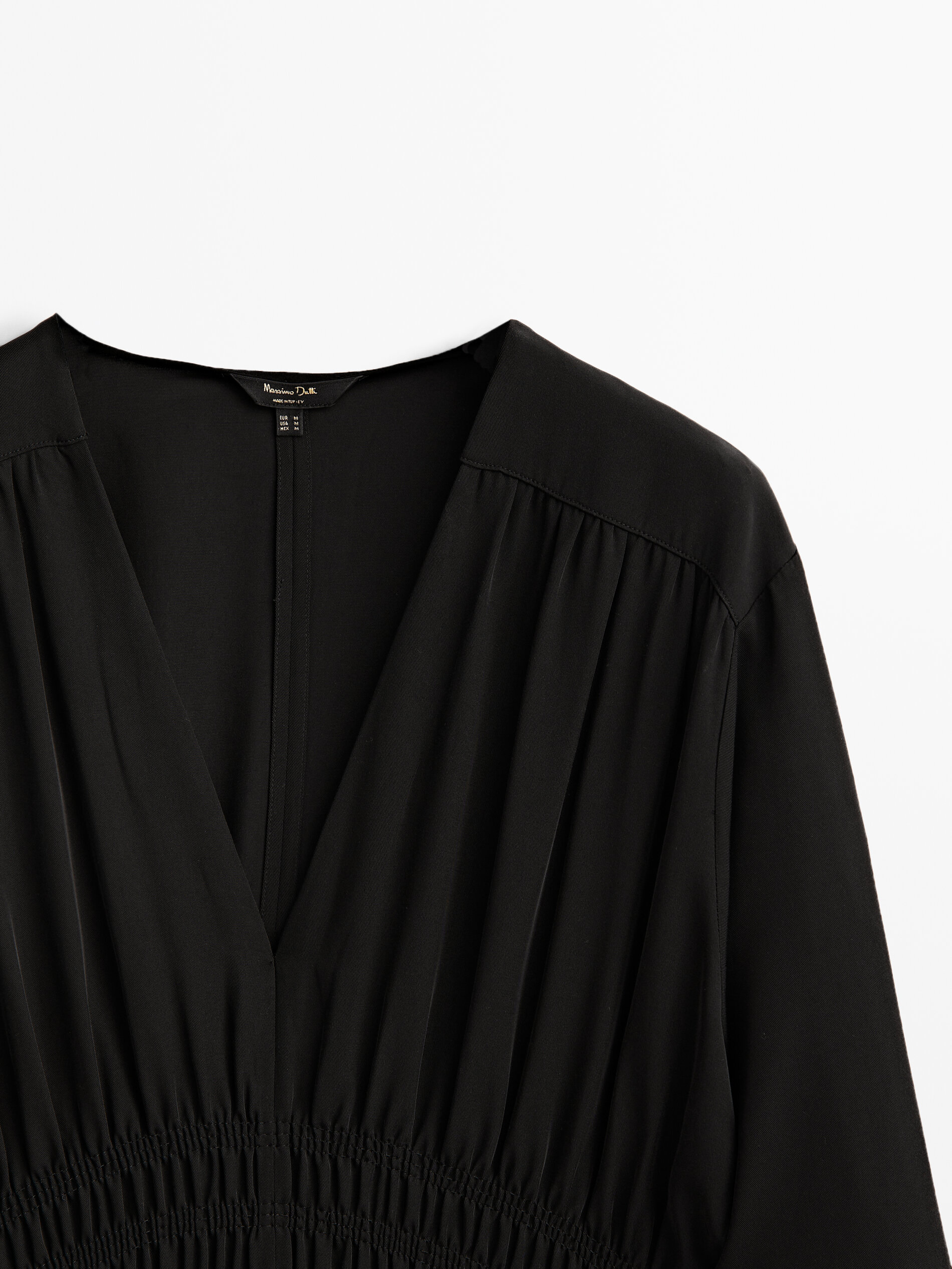 Vestido fluido detalle frunce - PETROLEO