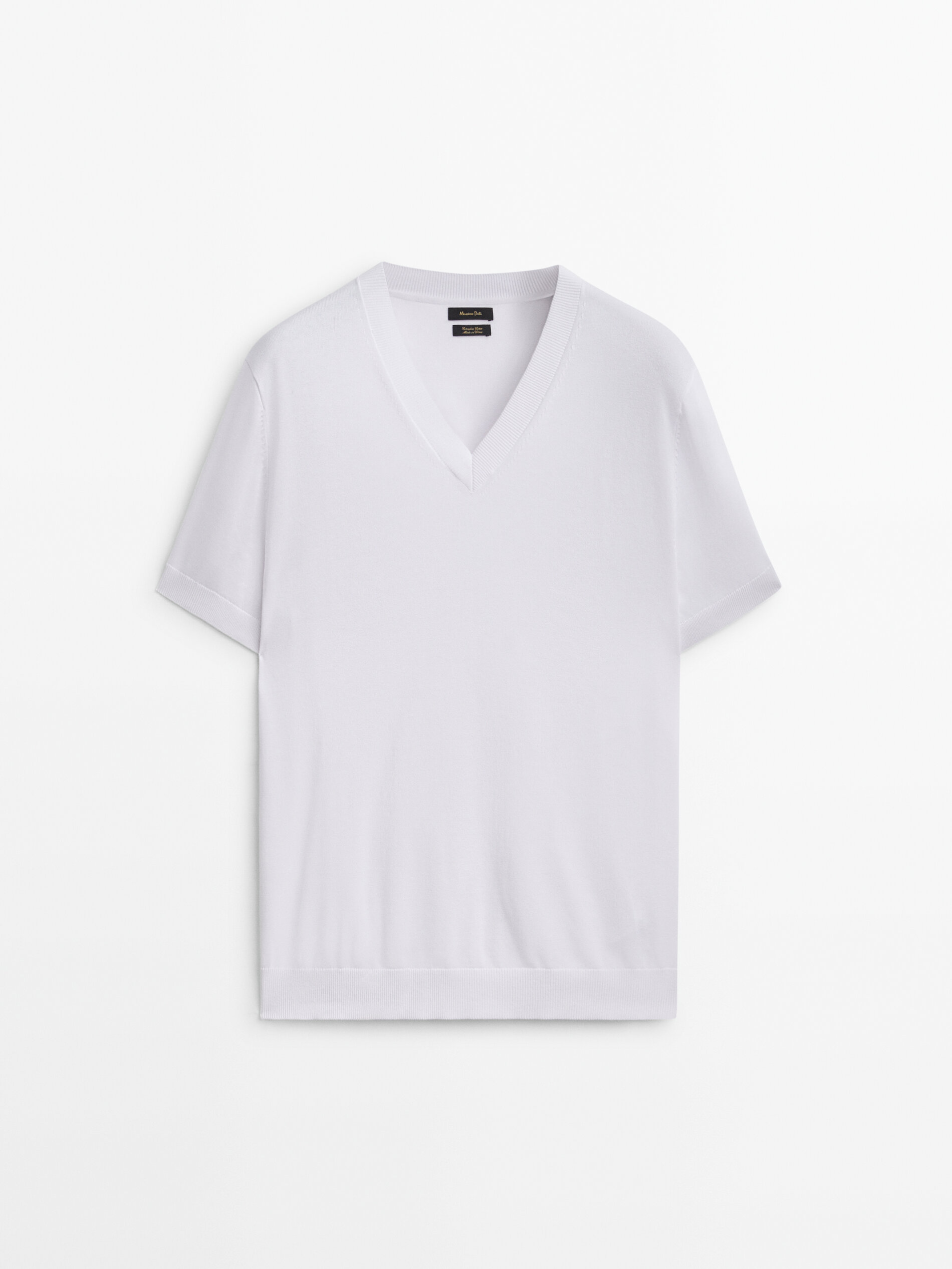 Jersey punto manga corta cuello pico - BLANCO