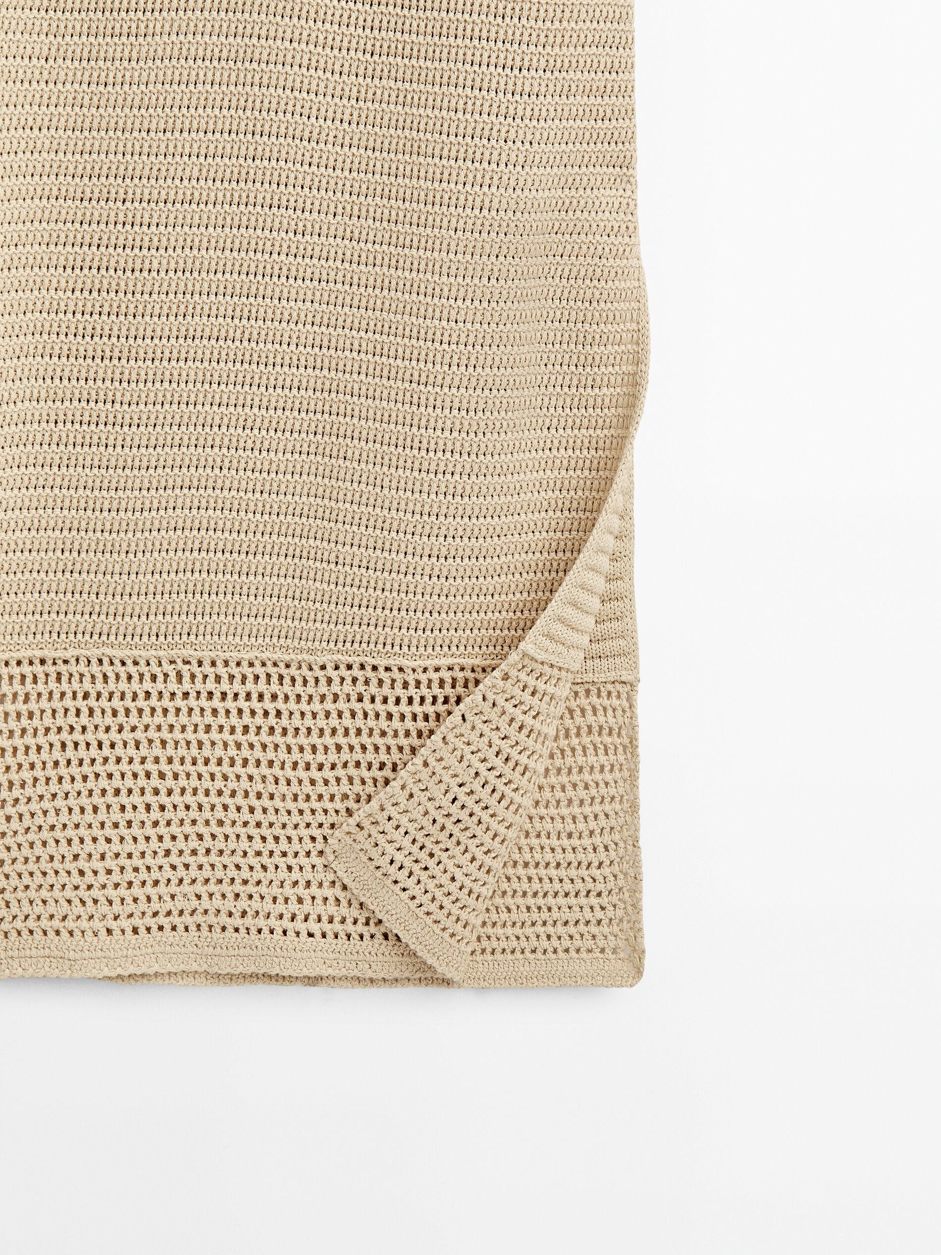 Vestido largo punto crochet - BEIGE