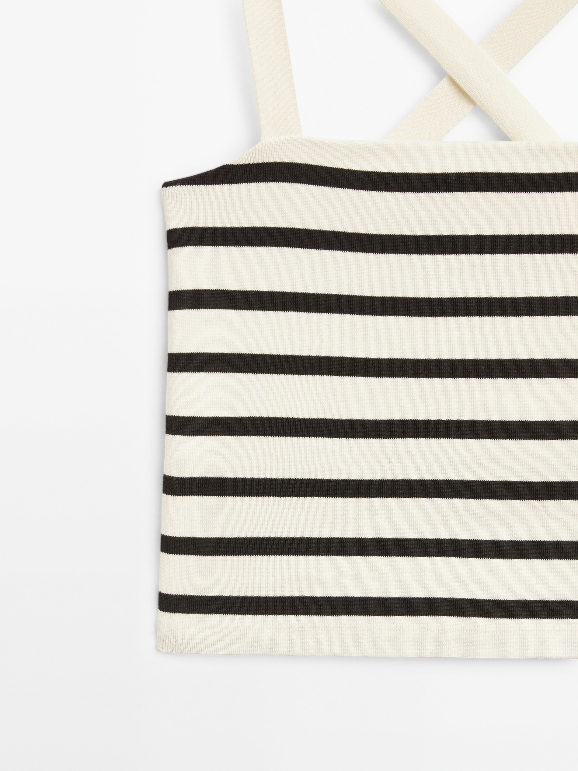 Top crop rayas tirantes cruzados - CRUDO