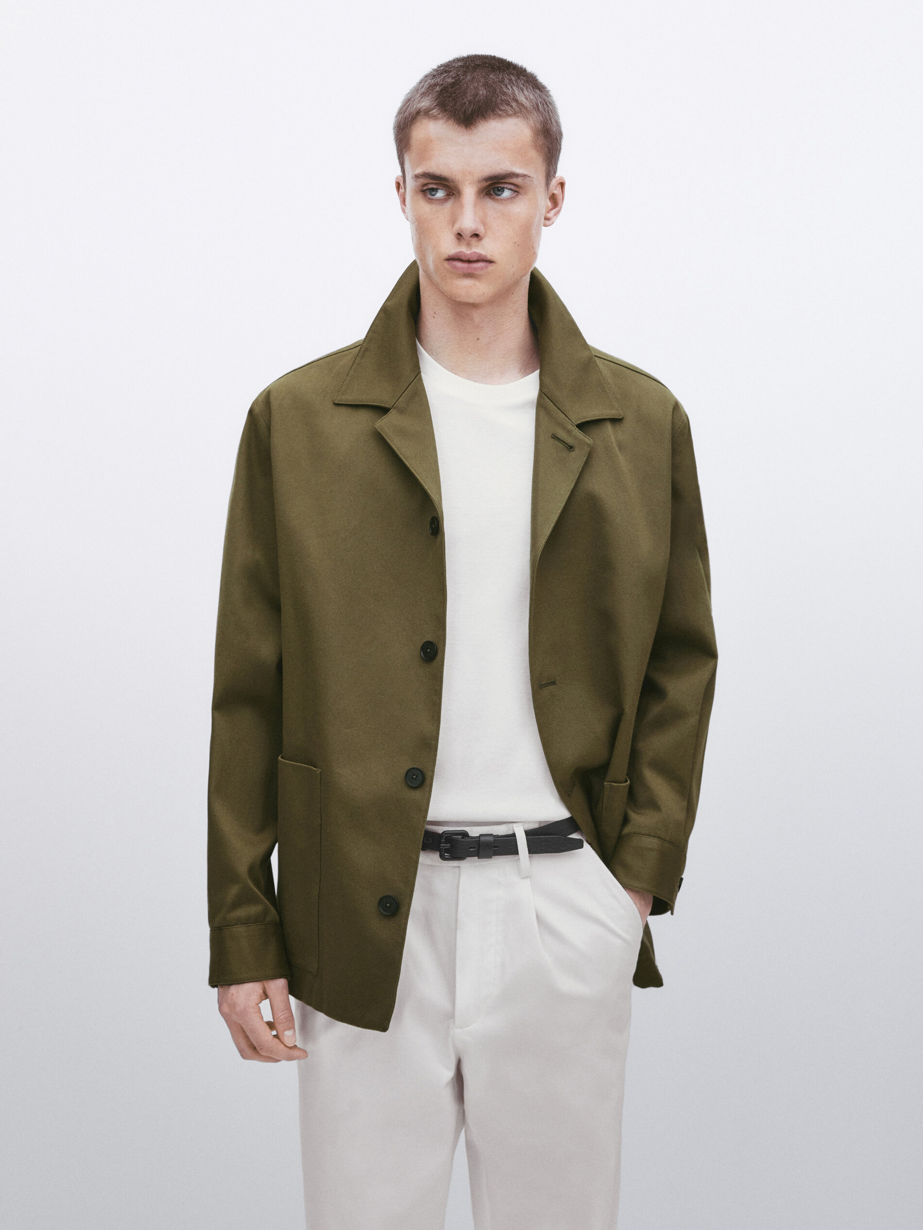 Sobrecamisa sarga algodón -Studio - OLIVA