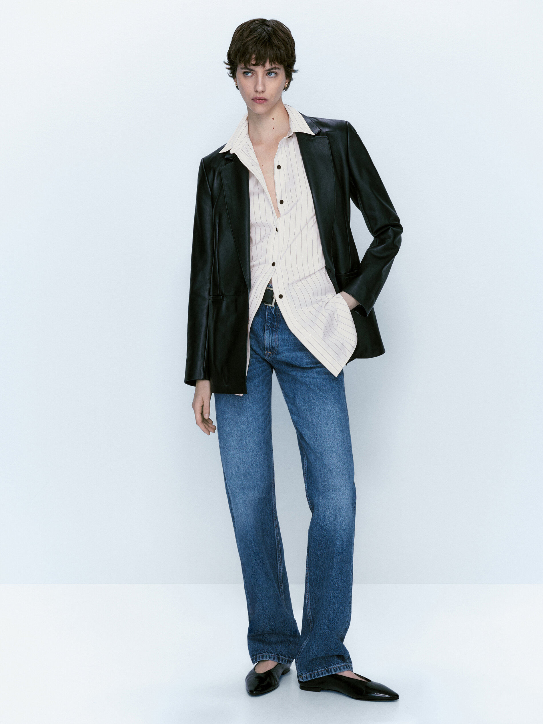 Camisa popelín algodón rayas - BLANCO