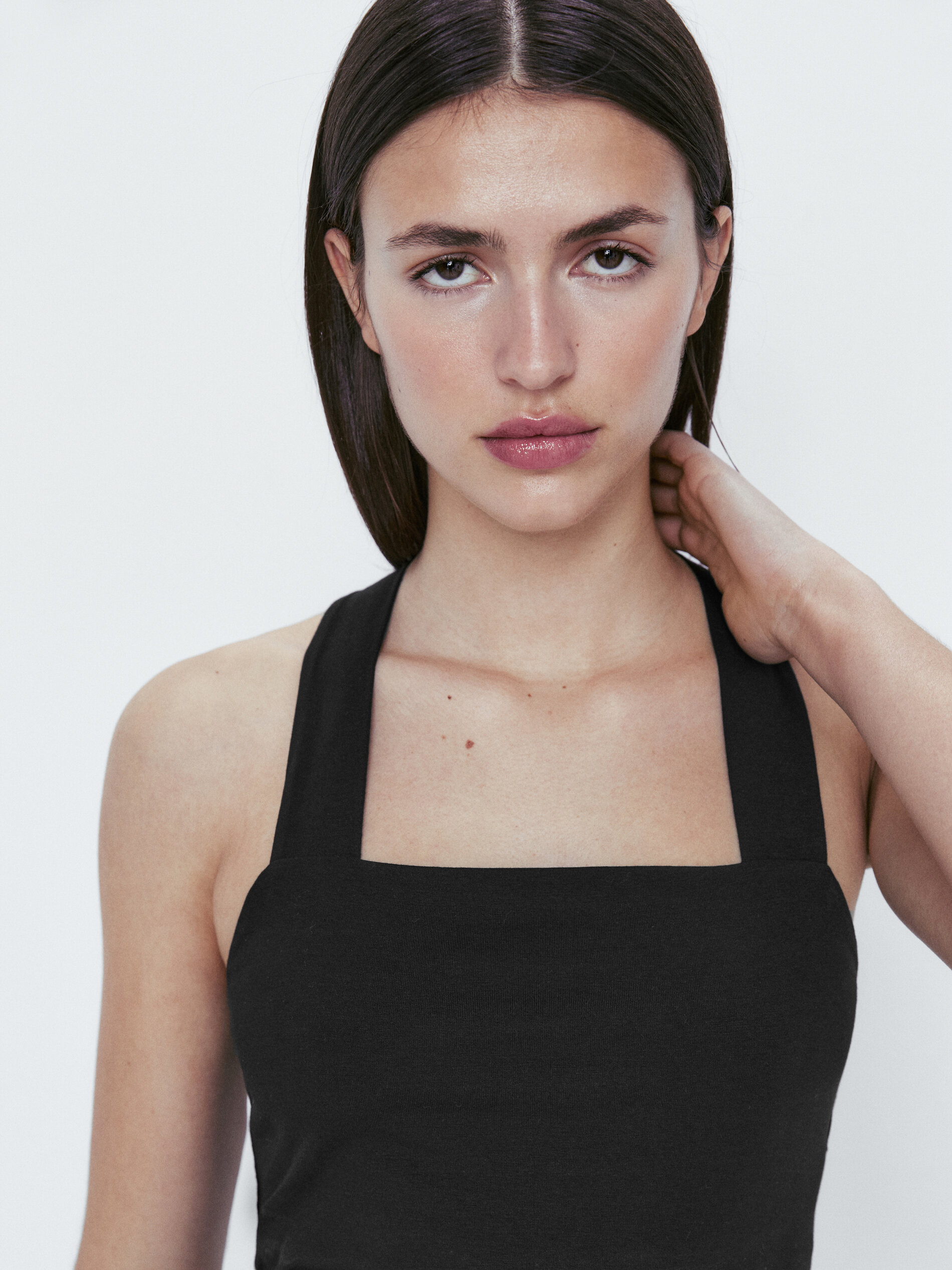 Top algodón tirantes cruzados espalda - NEGRO