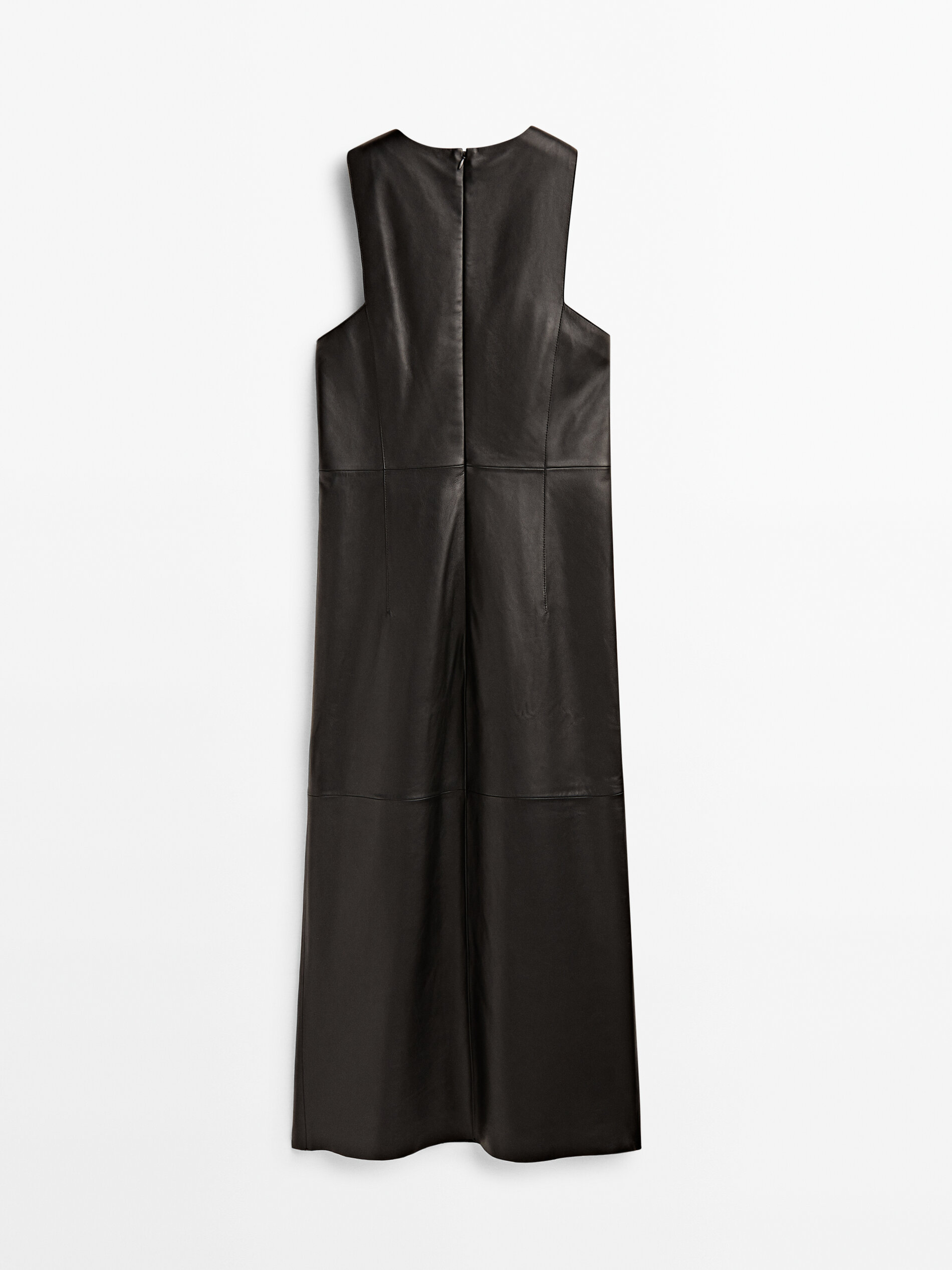 Vestido midi negro piel napa - NEGRO