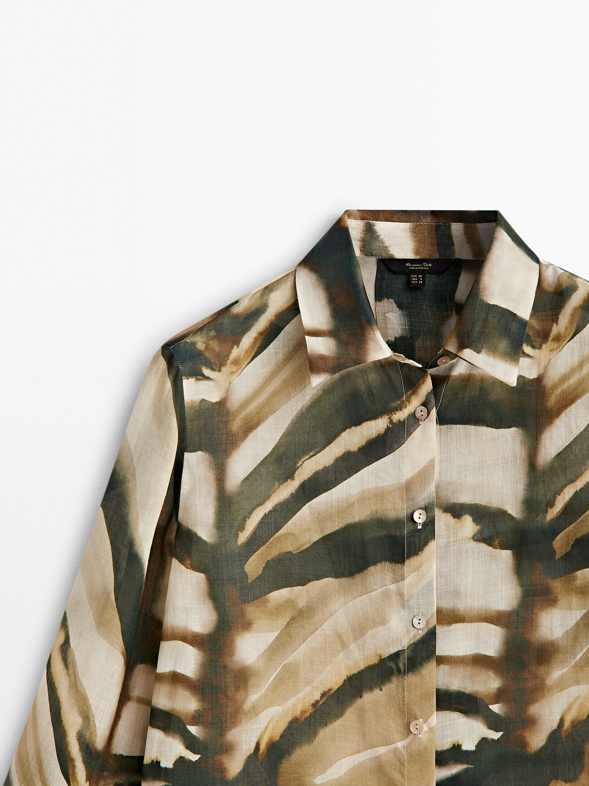 Camisa estampada 100% ramio - VERDE