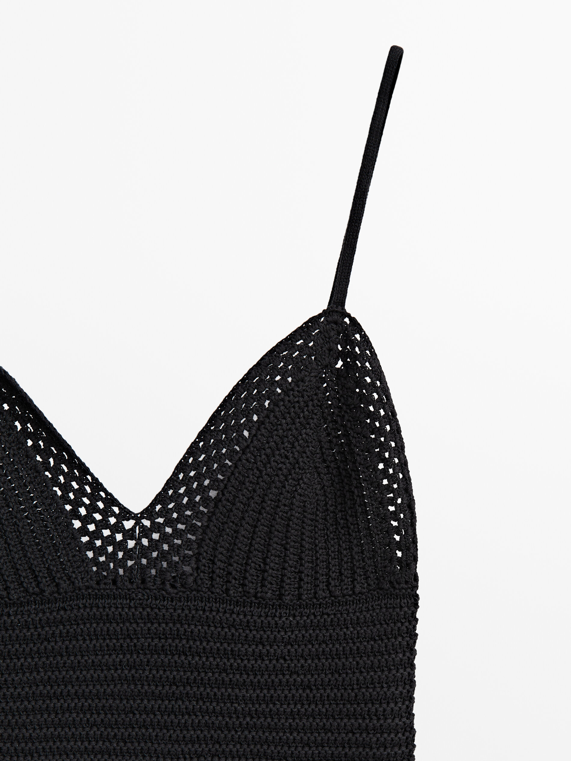 Top punto crochet tirantes - NEGRO