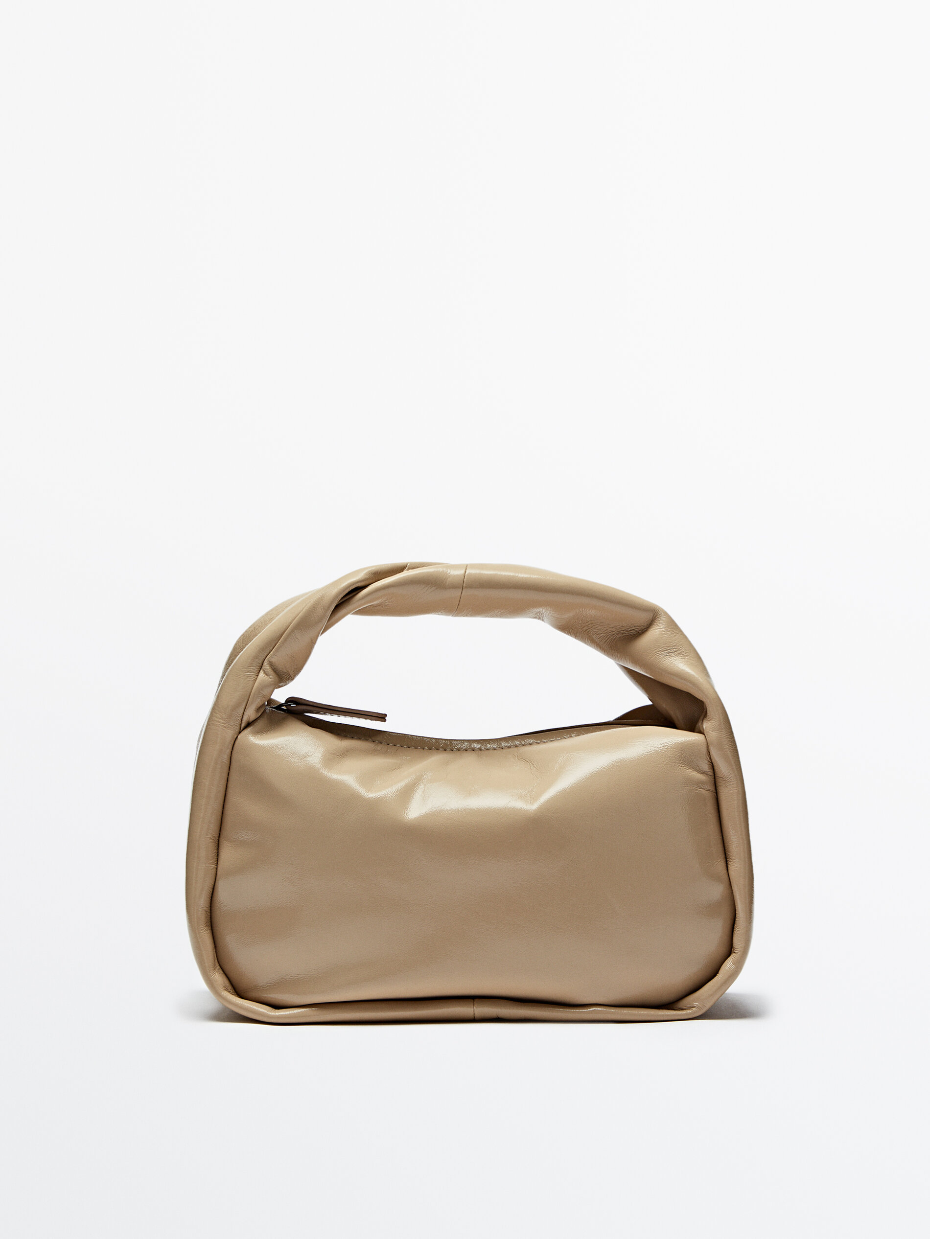 Bolso saca piel acabado craquelado - BEIGE