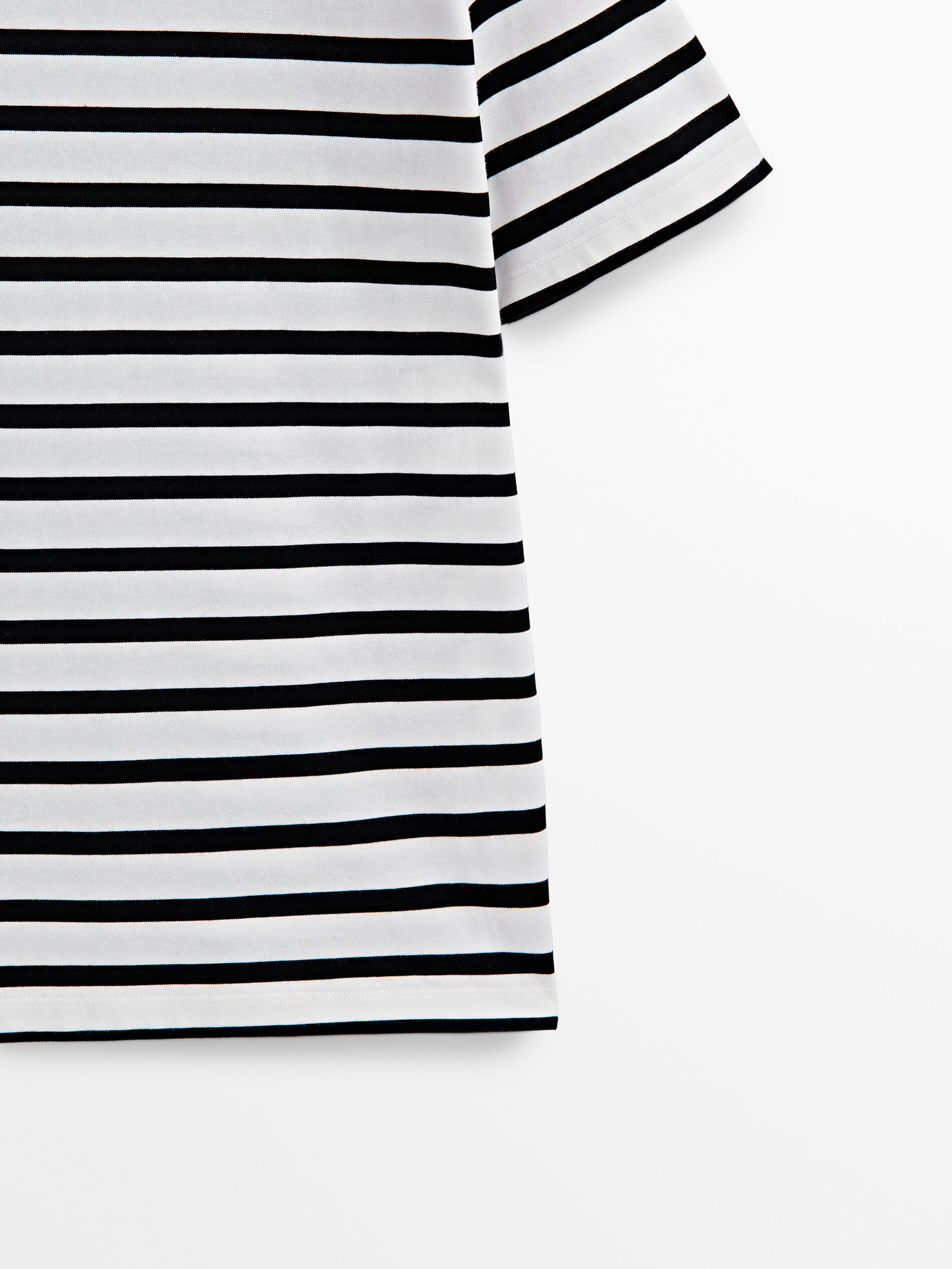 Camiseta rayas algodón botones hombro - CRUDO