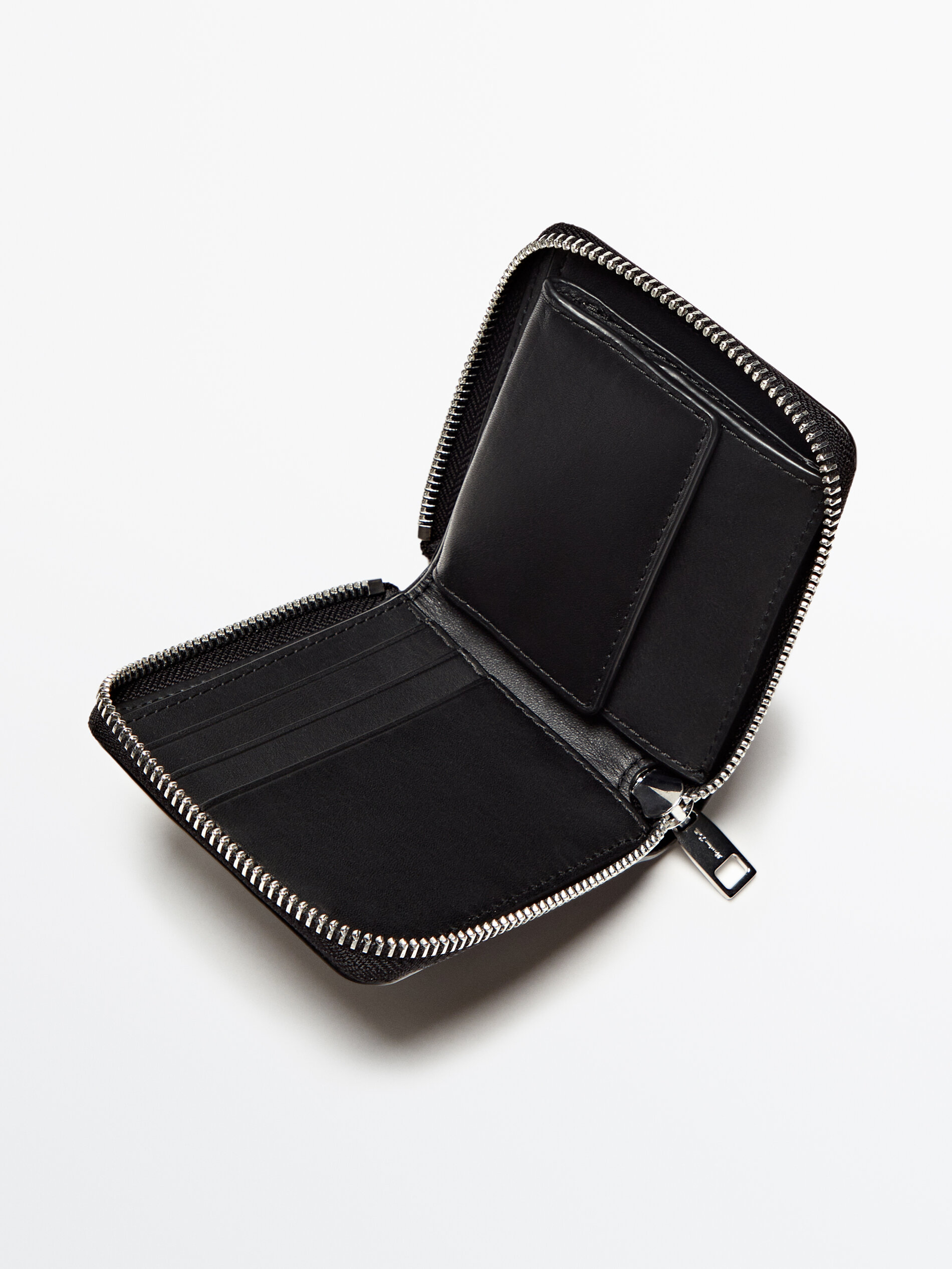 Cartera cremallera piel - NEGRO