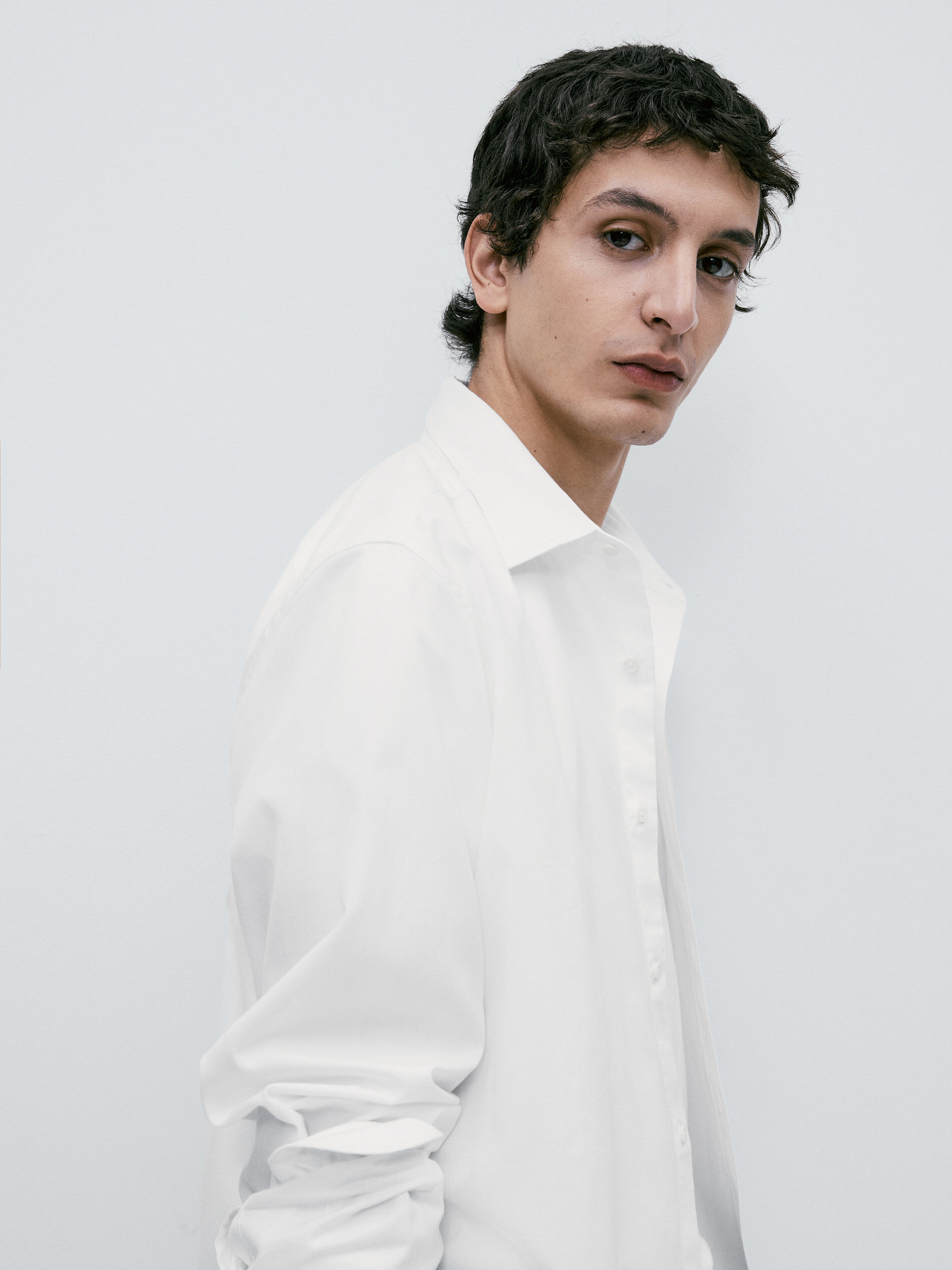 Camisa micro estructura algodón regular fit - BLANCO