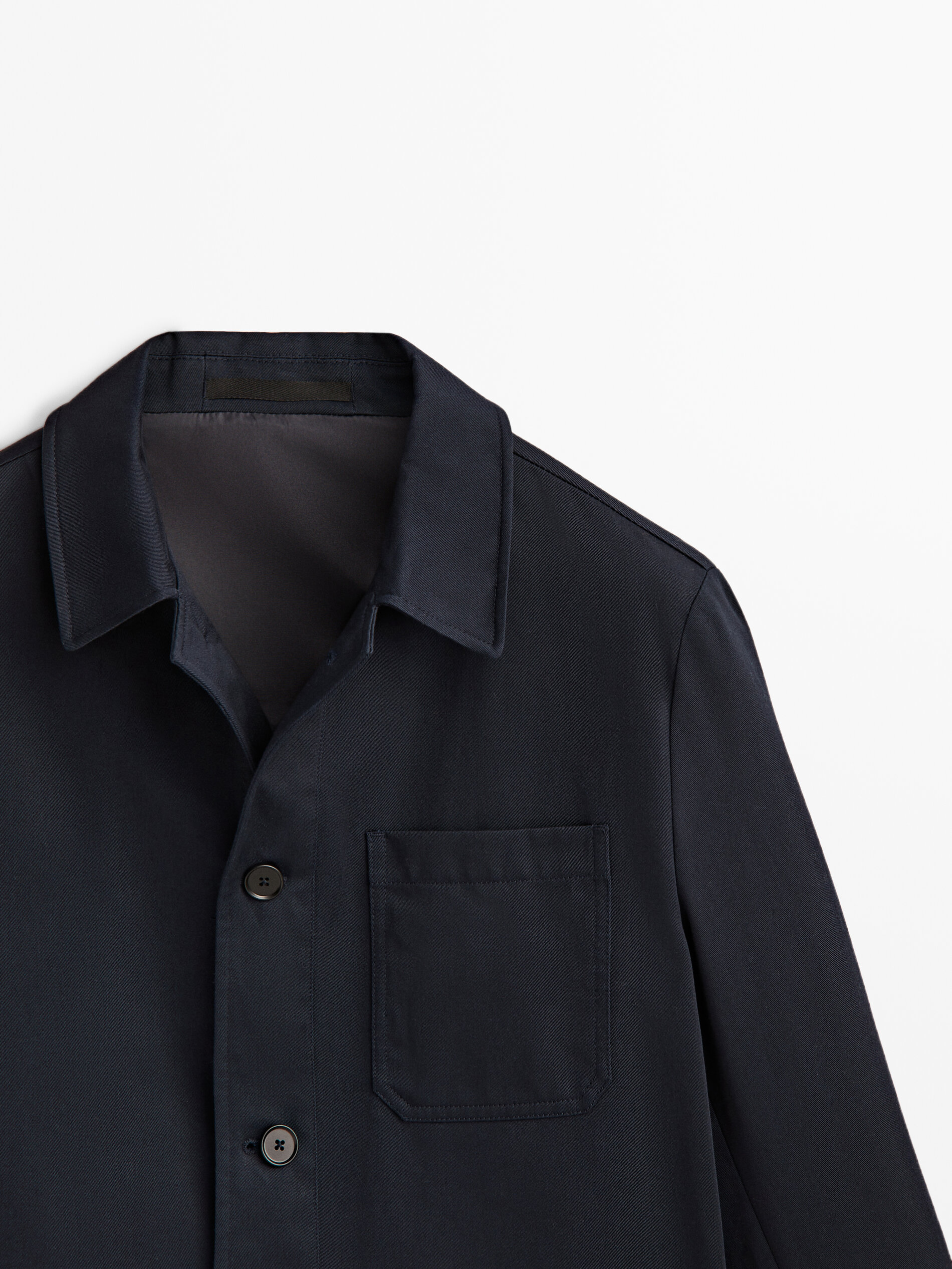 Sobrecamisa algodón microsarga -Studio - AZUL MARINO