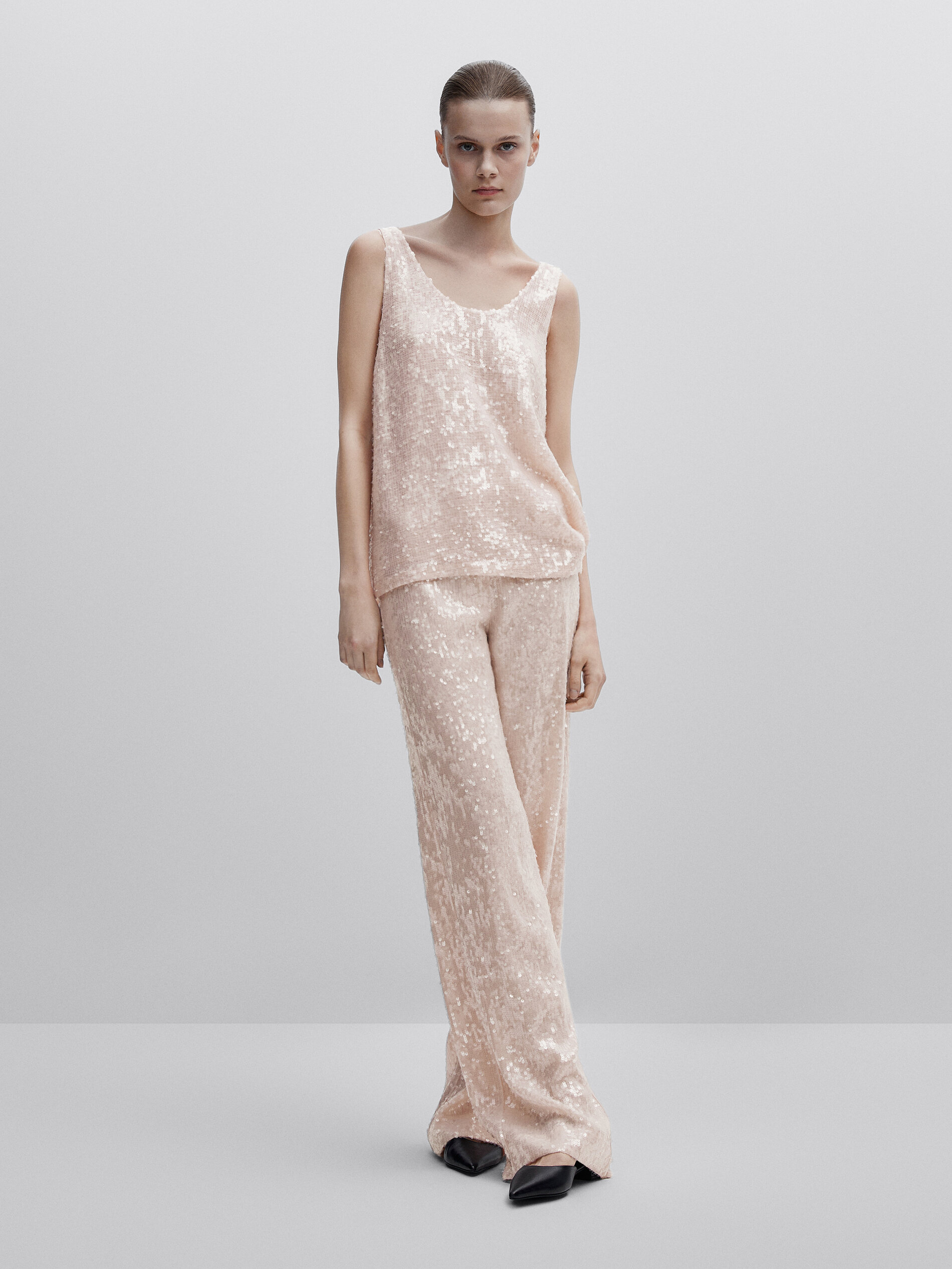 Pantalón lentejuelas -Studio - ROSA