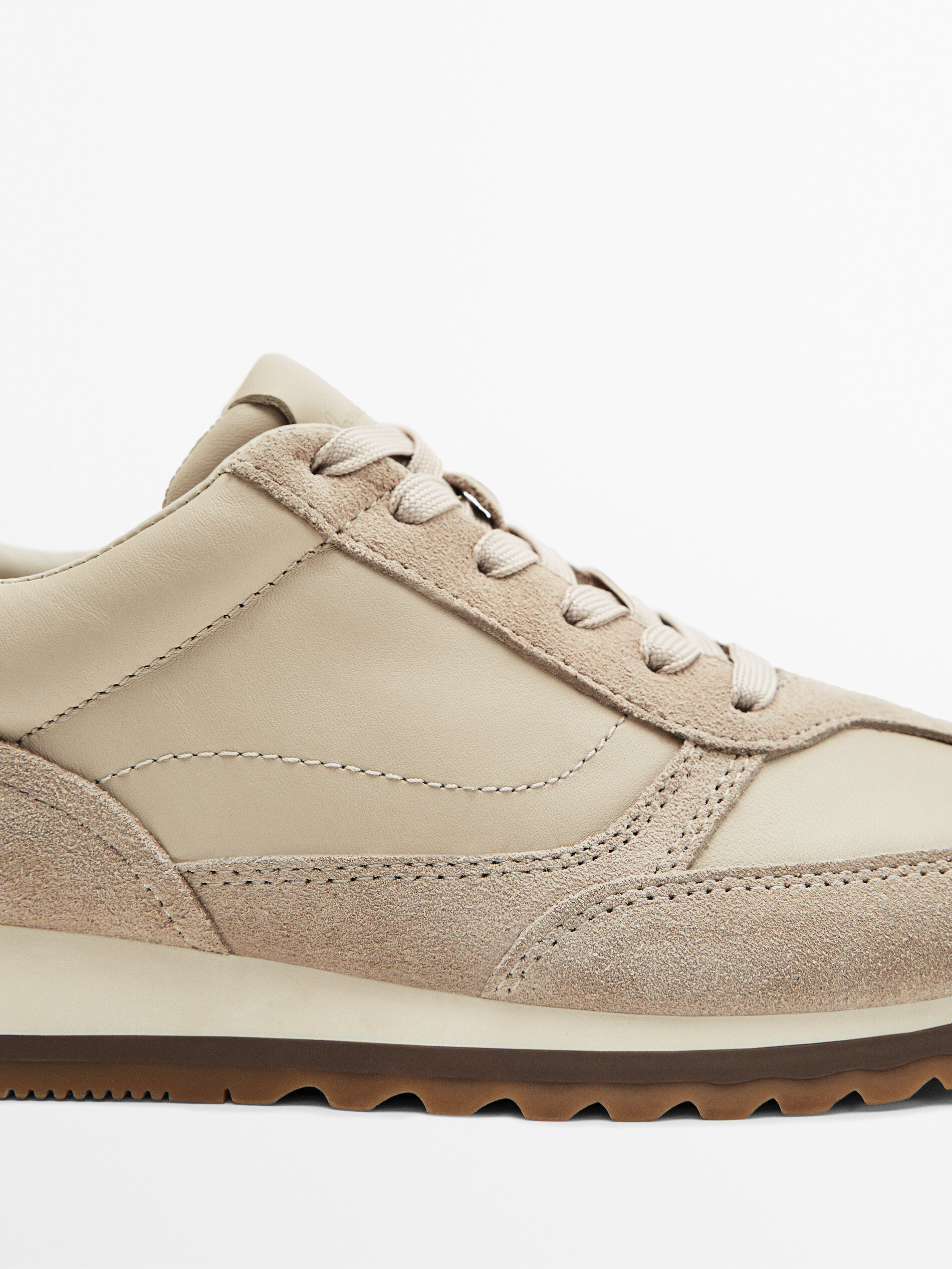 Deportivo piel combinado - MARRÓN